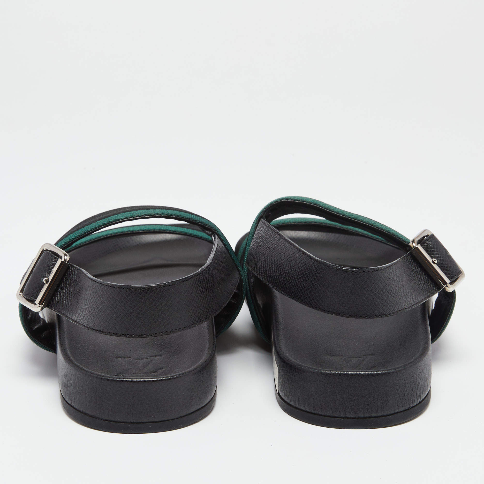 Louis Vuitton Mirabeau Line Bicolor Taiga Leather Flat Sandals US 9 For  Men's