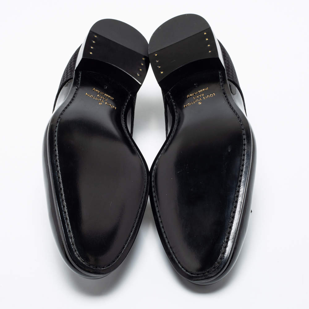 Louis Vuitton Black Patent Leather And Petit Damier Fabric Solferino Derby  Size 43 Louis Vuitton