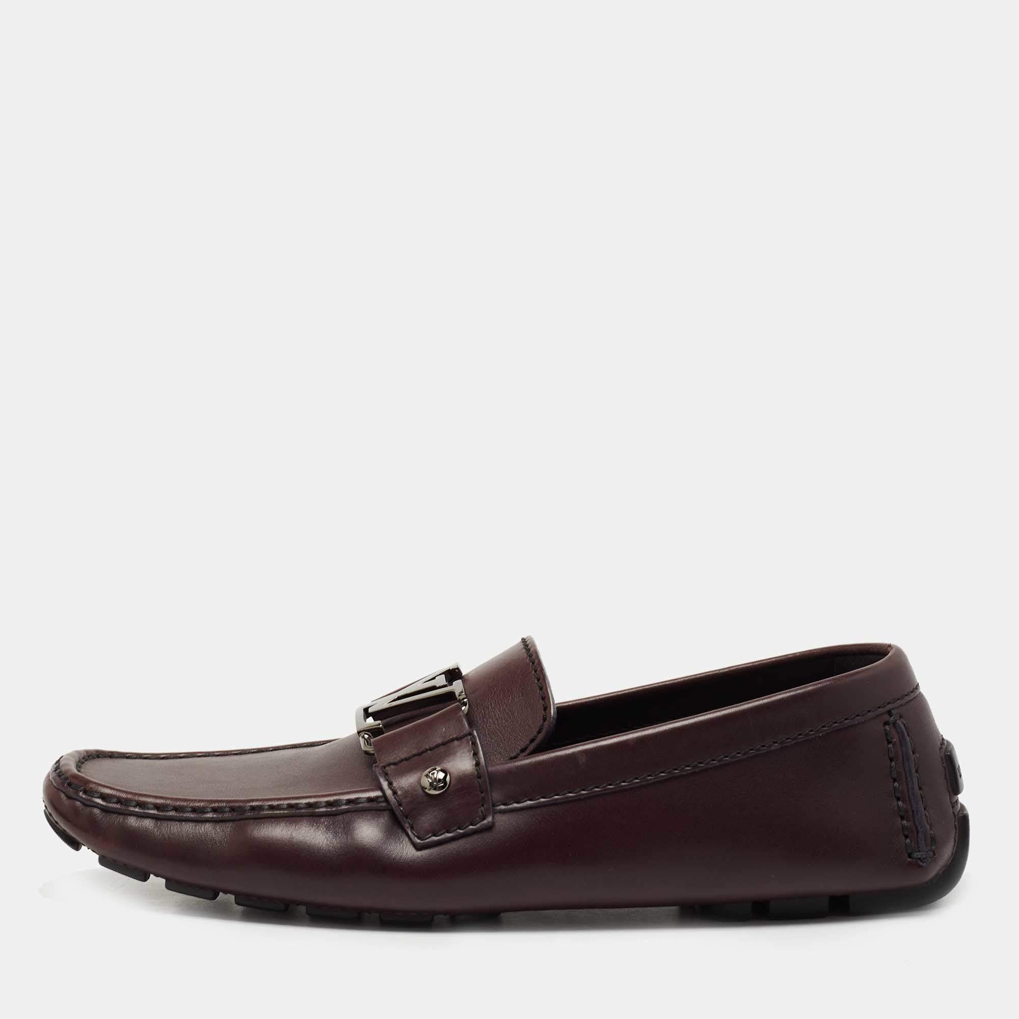 مملوكة مسبقًا Louis Vuitton Plum Leather Monte Carlo Loafers Size 41.5
