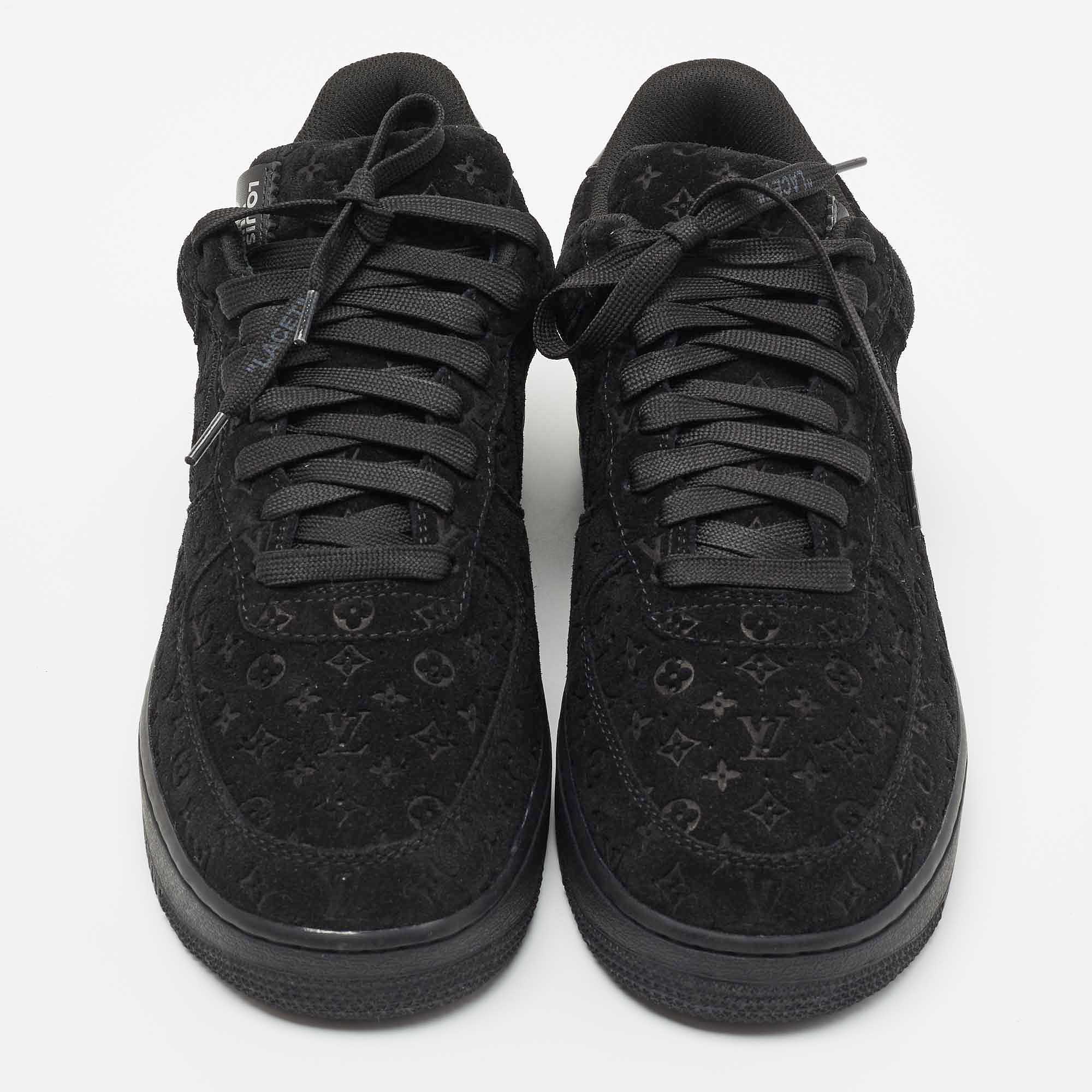 LOUIS VUITTON X AIR FORCE 1 BLACK SUEDE SNEAKERS BY VIRGIL SIZE