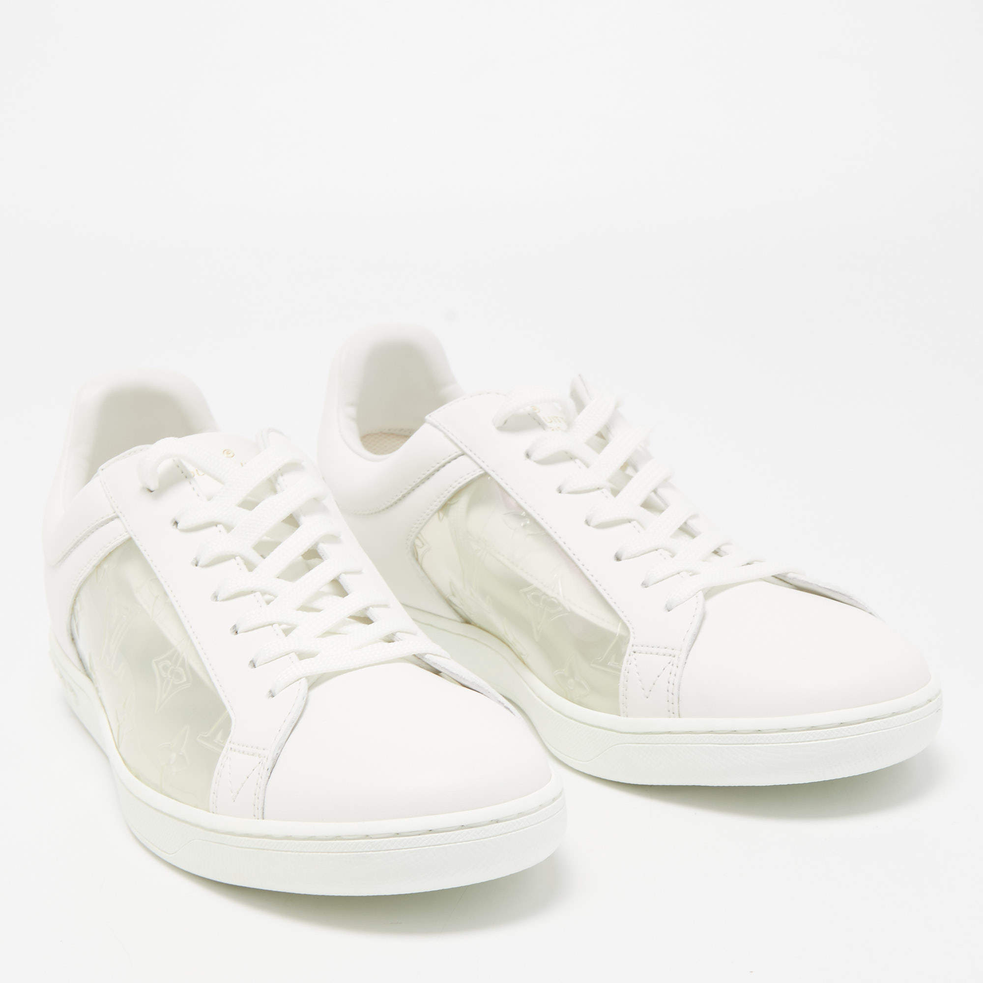 Louis Vuitton White/Transparent PVC and Leather Low Top Sneakers Size 41.5 Louis  Vuitton