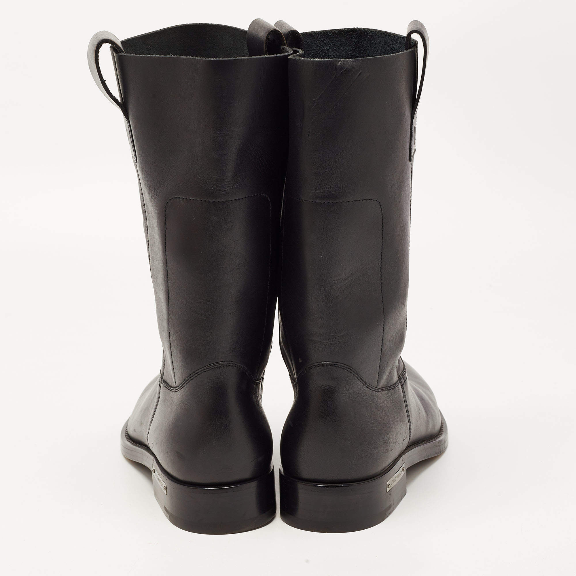 Louis Vuitton Black Leather Calf Length Boots Size 42 Louis