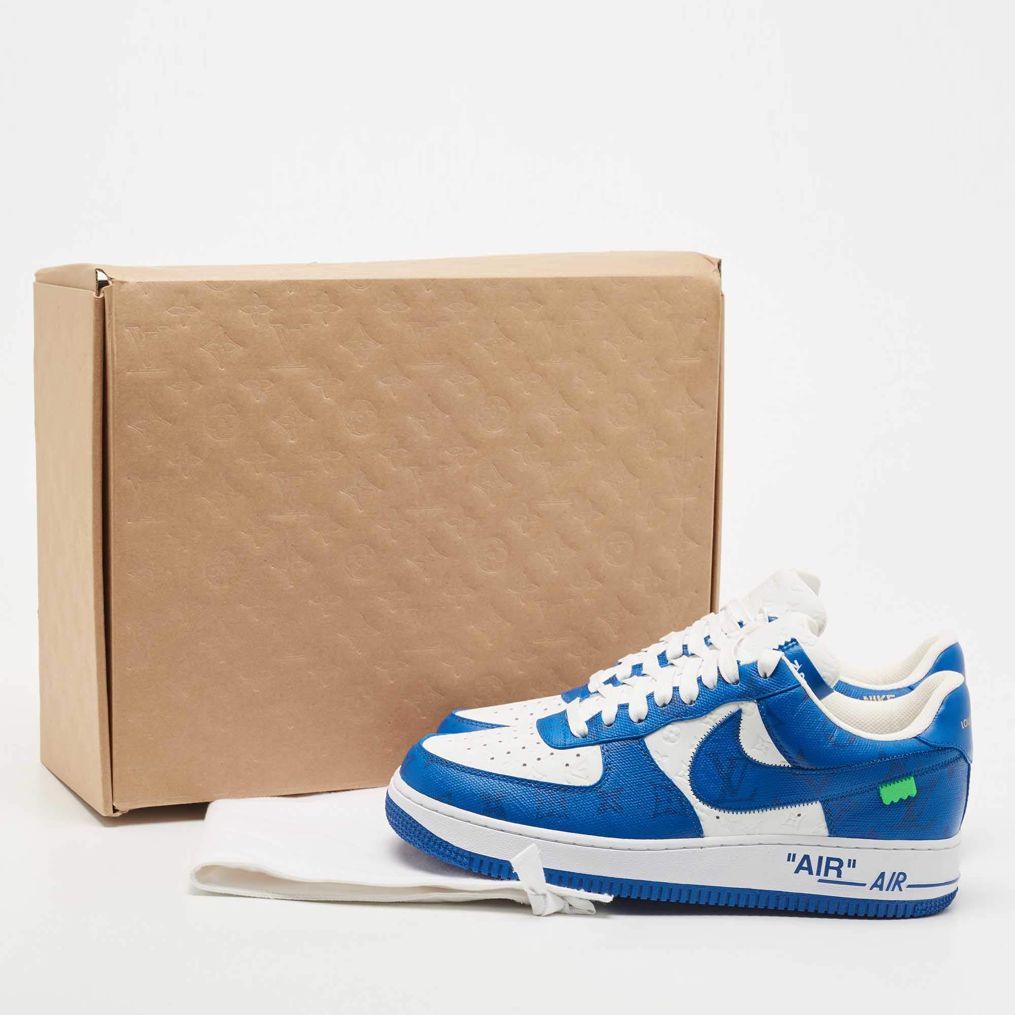 Louis Vuitton x Nike Blue/White Canvas And Leather Air Force 1 Low Sneakers  Sze 41.5 Louis Vuitton