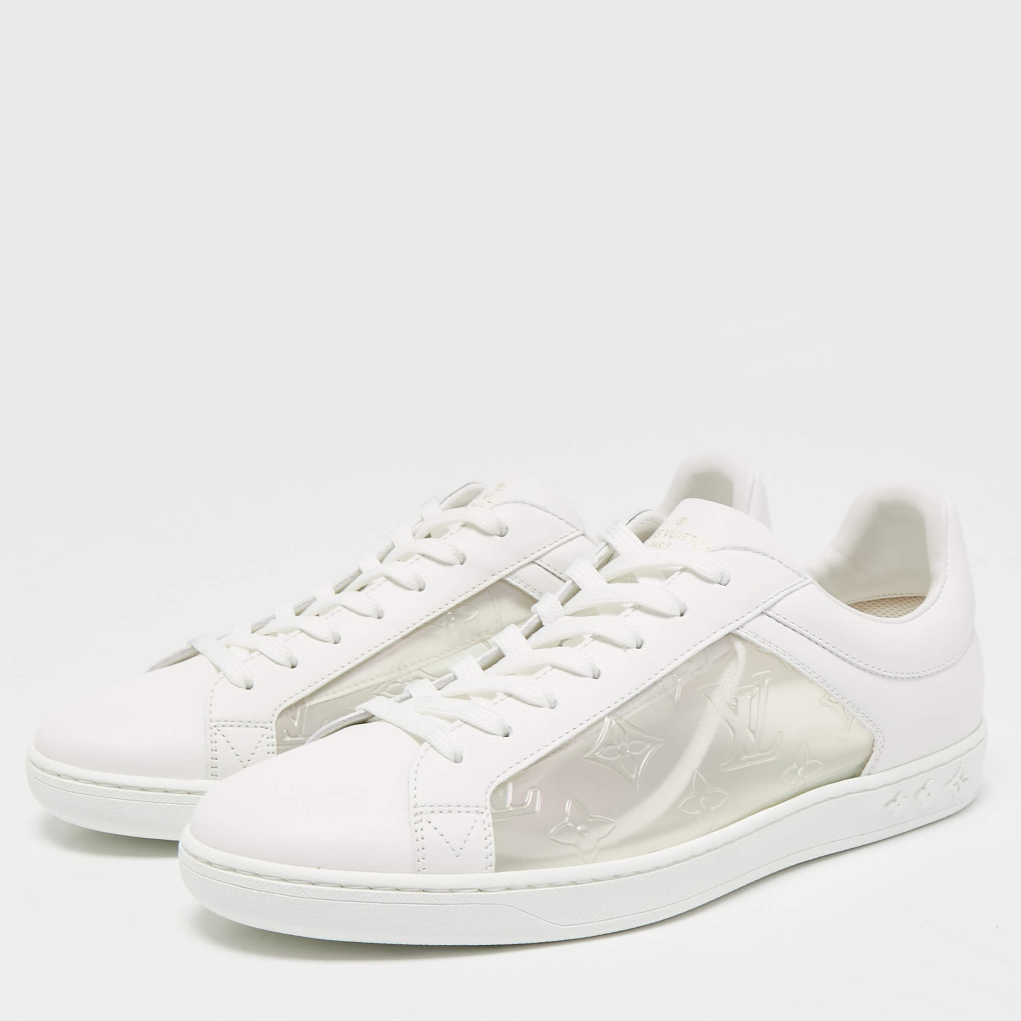 Louis Vuitton White/transparent PVC and Leather Low Top Sneakers Size 41.5