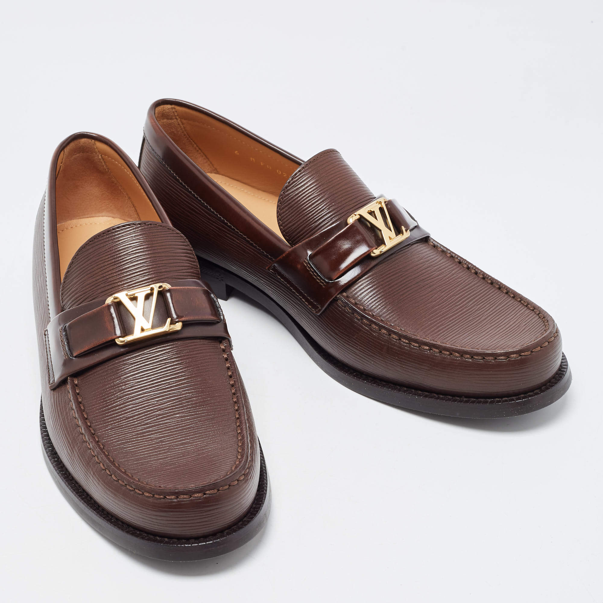 Louis Vuitton Brown Leather Hockenheim Loafers Size 40 لوي فيتون