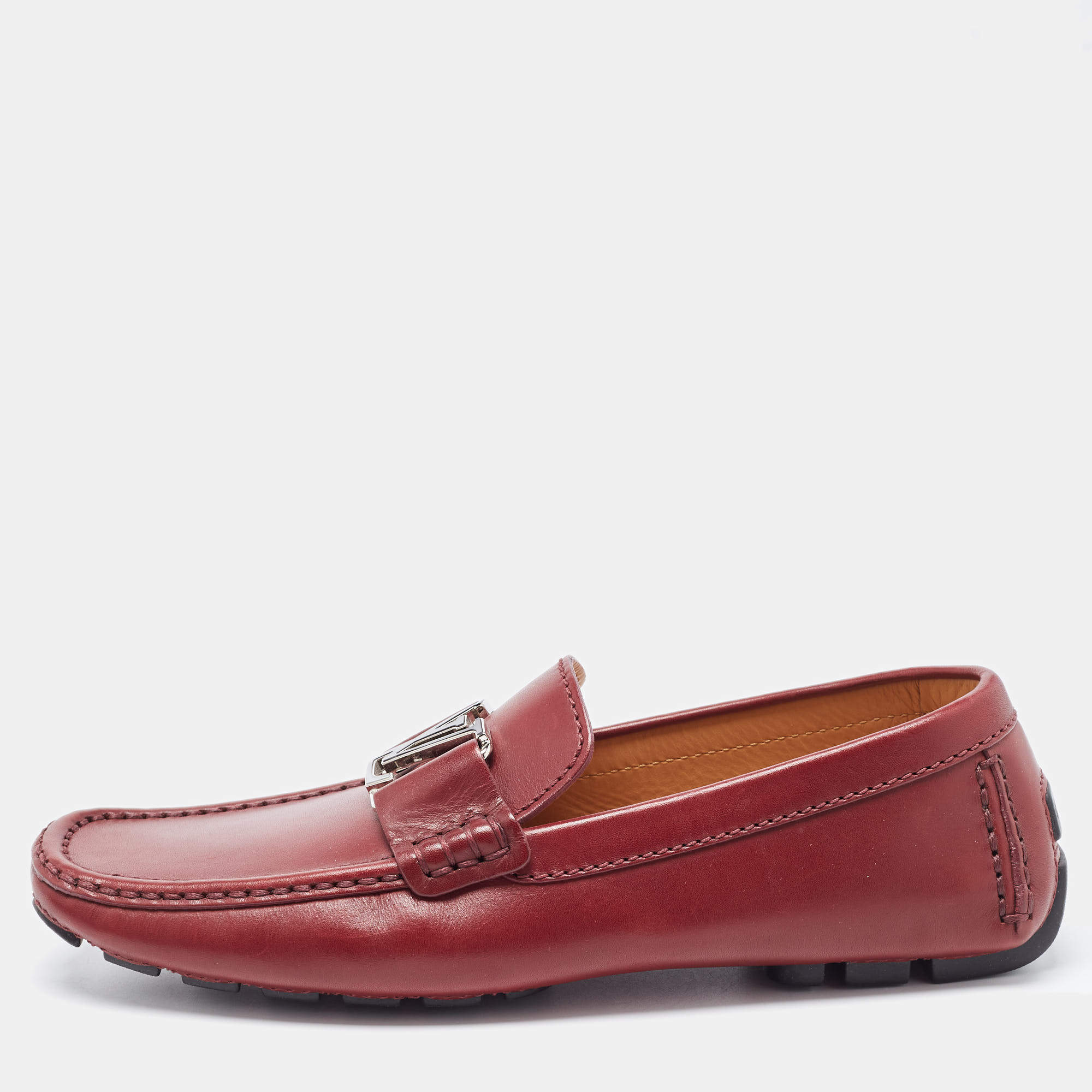 Louis Vuitton Burgundy Leather Monte Carlo Loafers Size 41