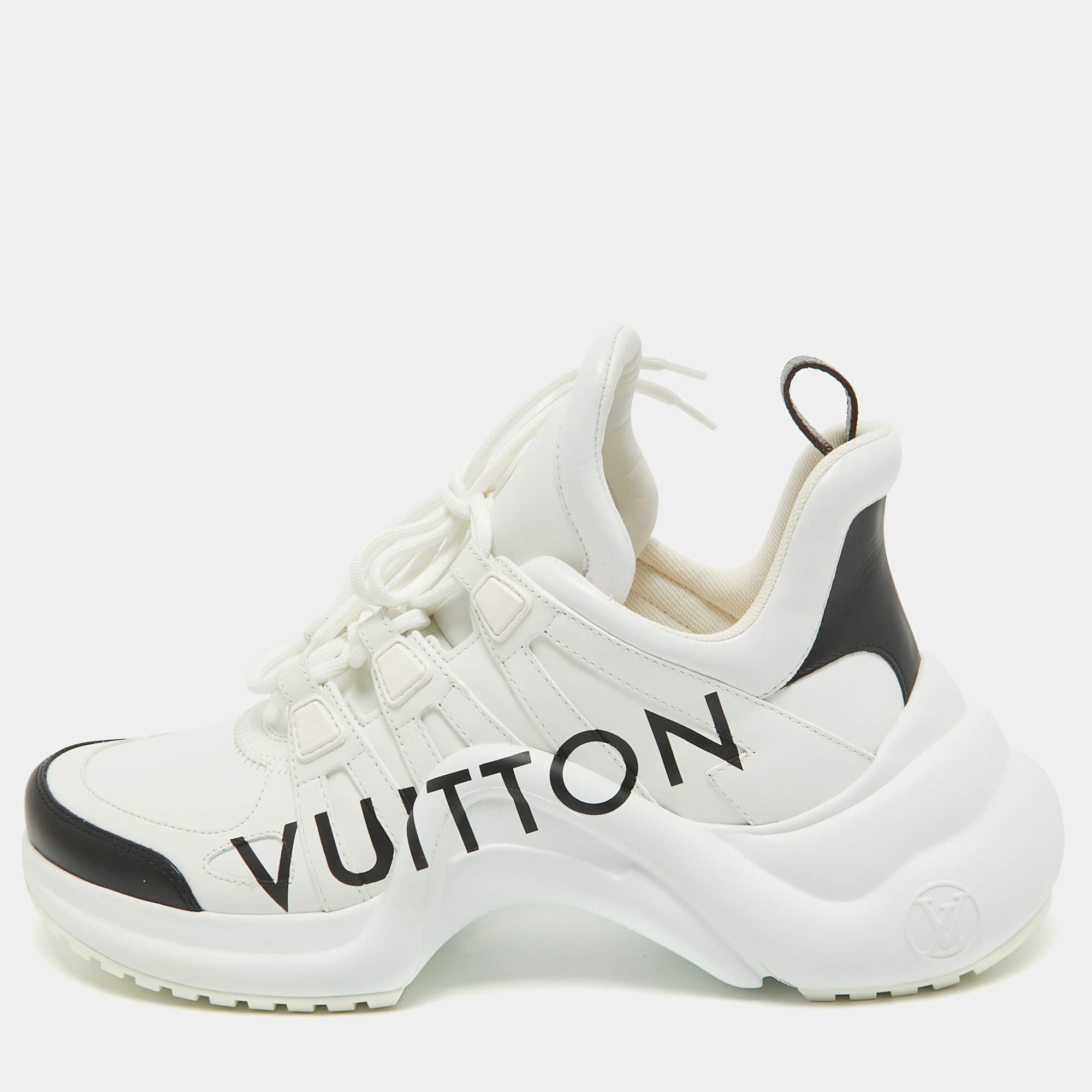 Pre Owned Louis Vuitton White/Black Leather Archlight Sneakers Size 41
