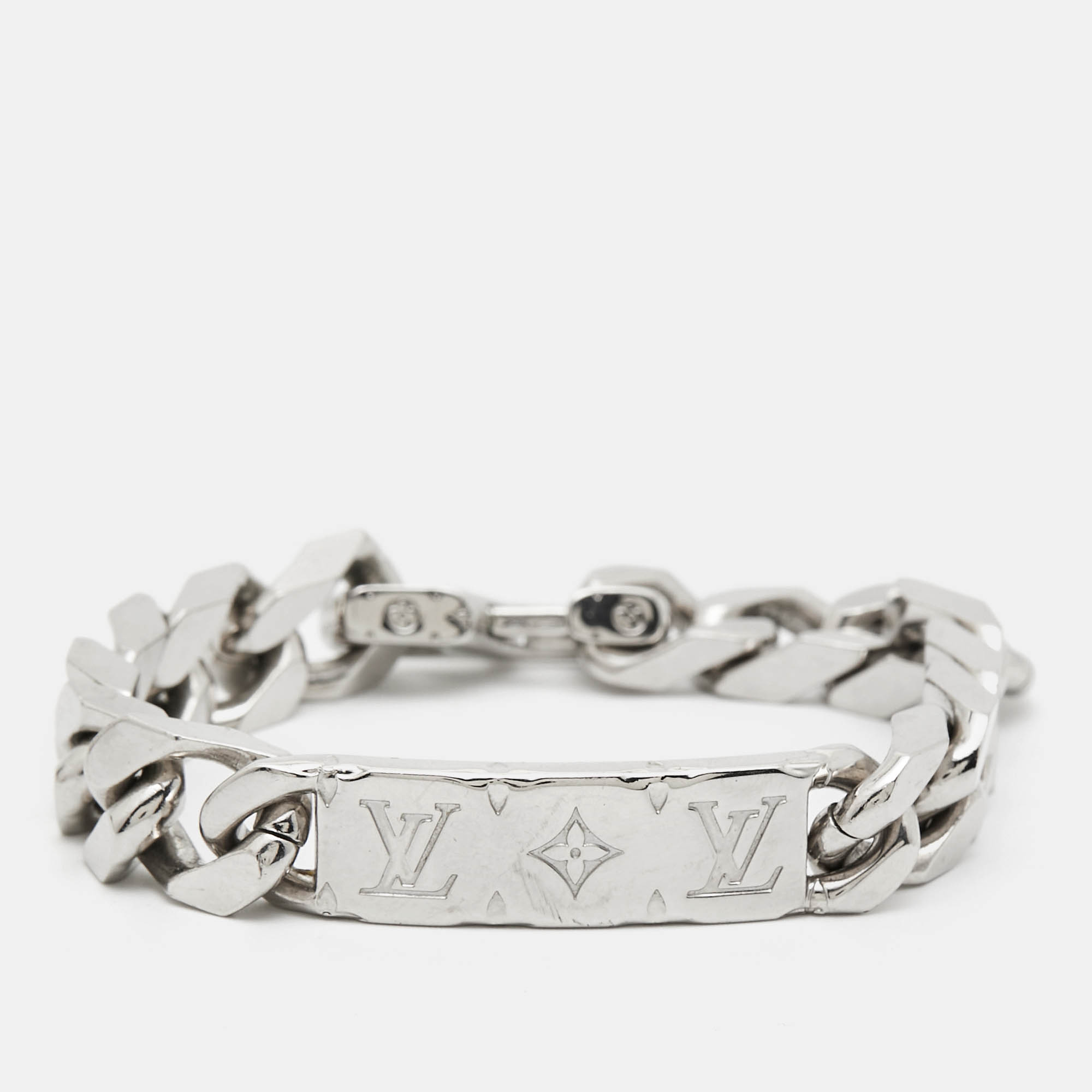 Louis Vuitton Monogram Silver Tone Chain Bracelet