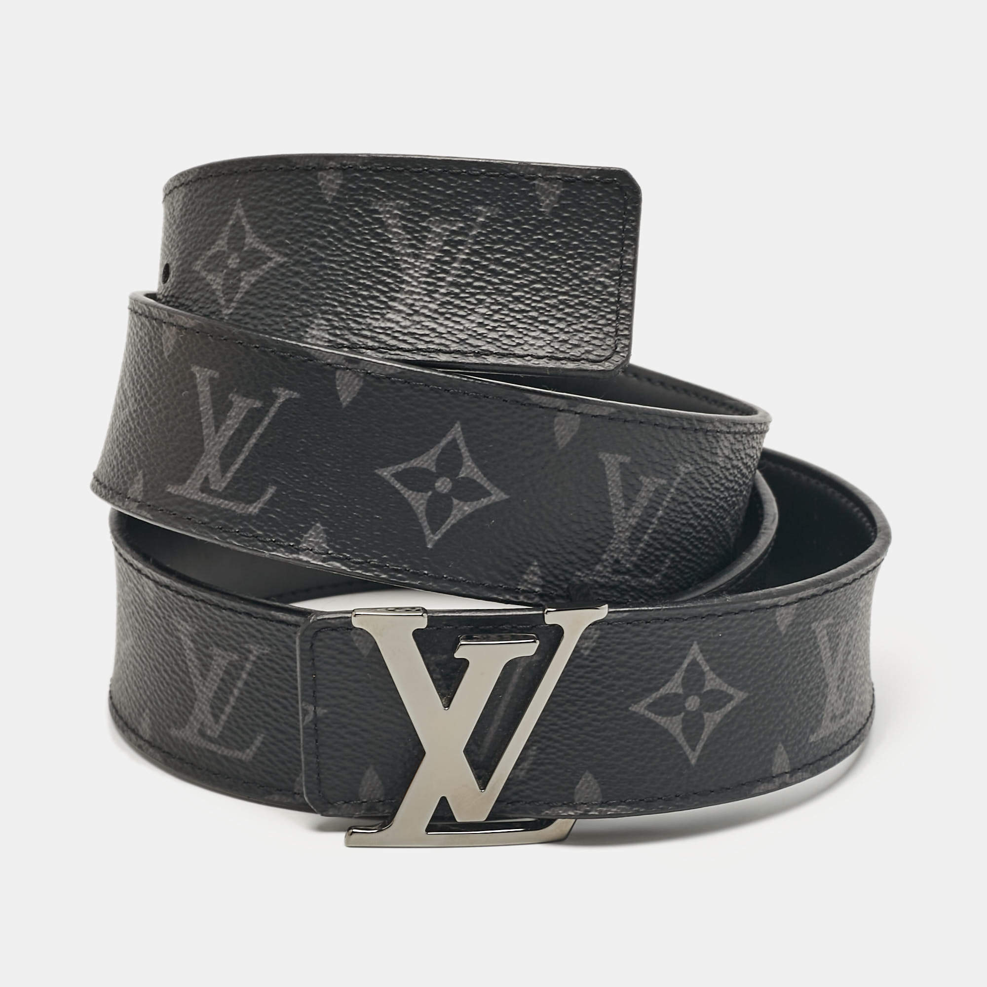 Pre Owned Louis Vuitton Monogram Eclipse Canvas LV Initiales Belt 110 CM