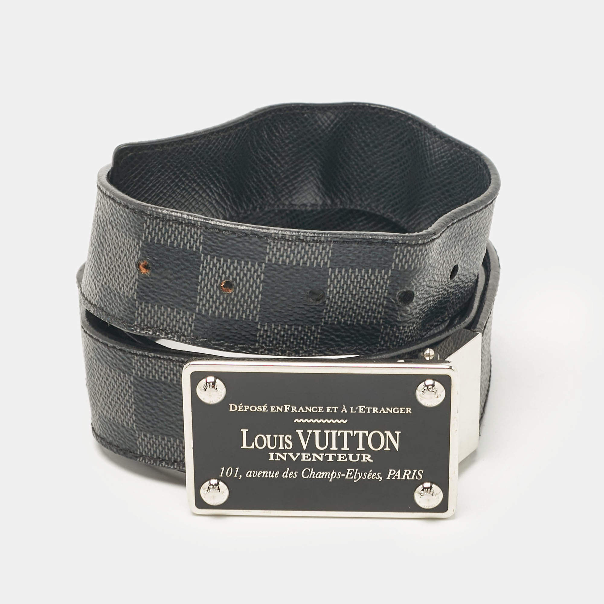 Louis Vuitton Damier Graphite Canvas Inventeur Reversible Belt 120 CM