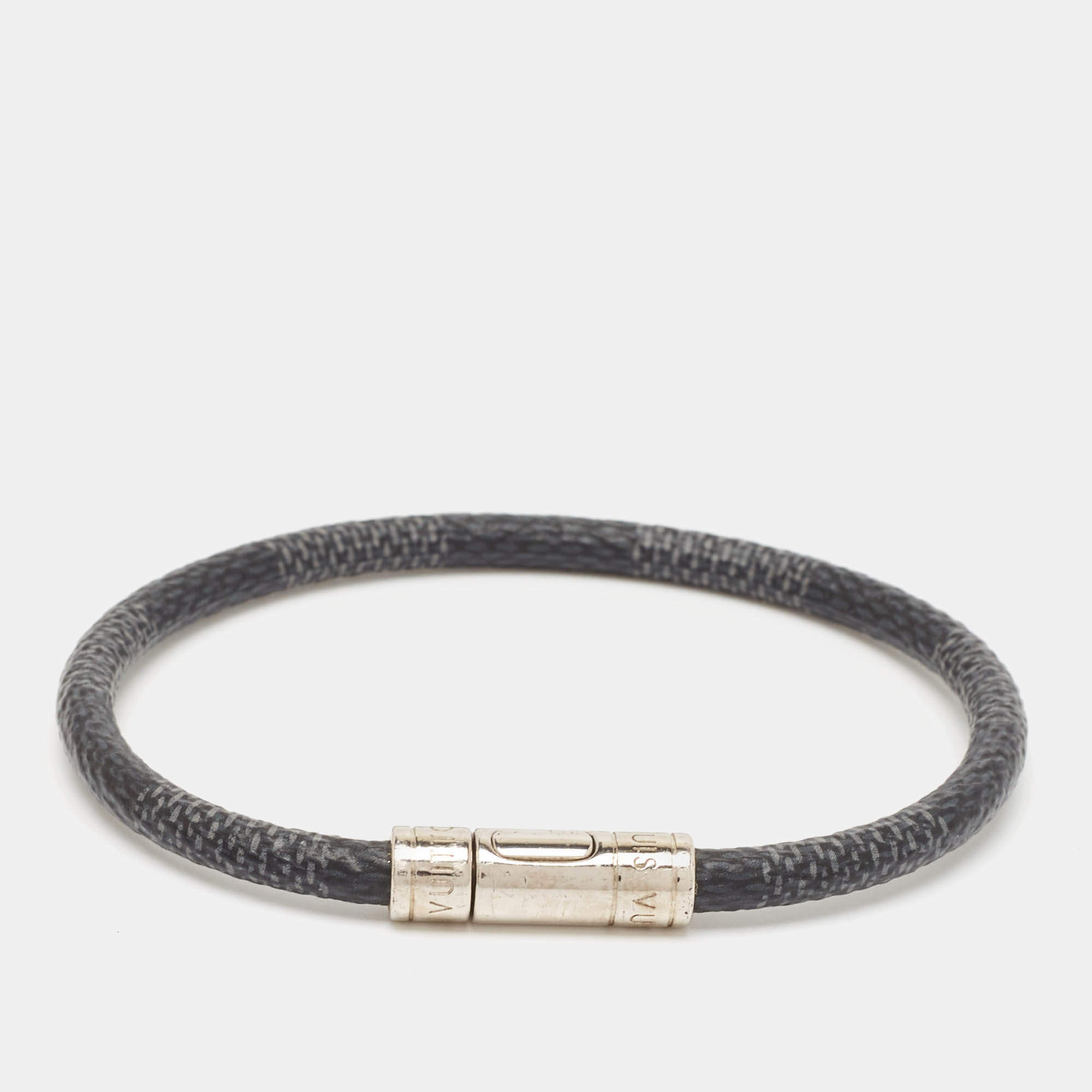 Louis Vuitton Damier Graphite Canvas Silver Tone Bracelet