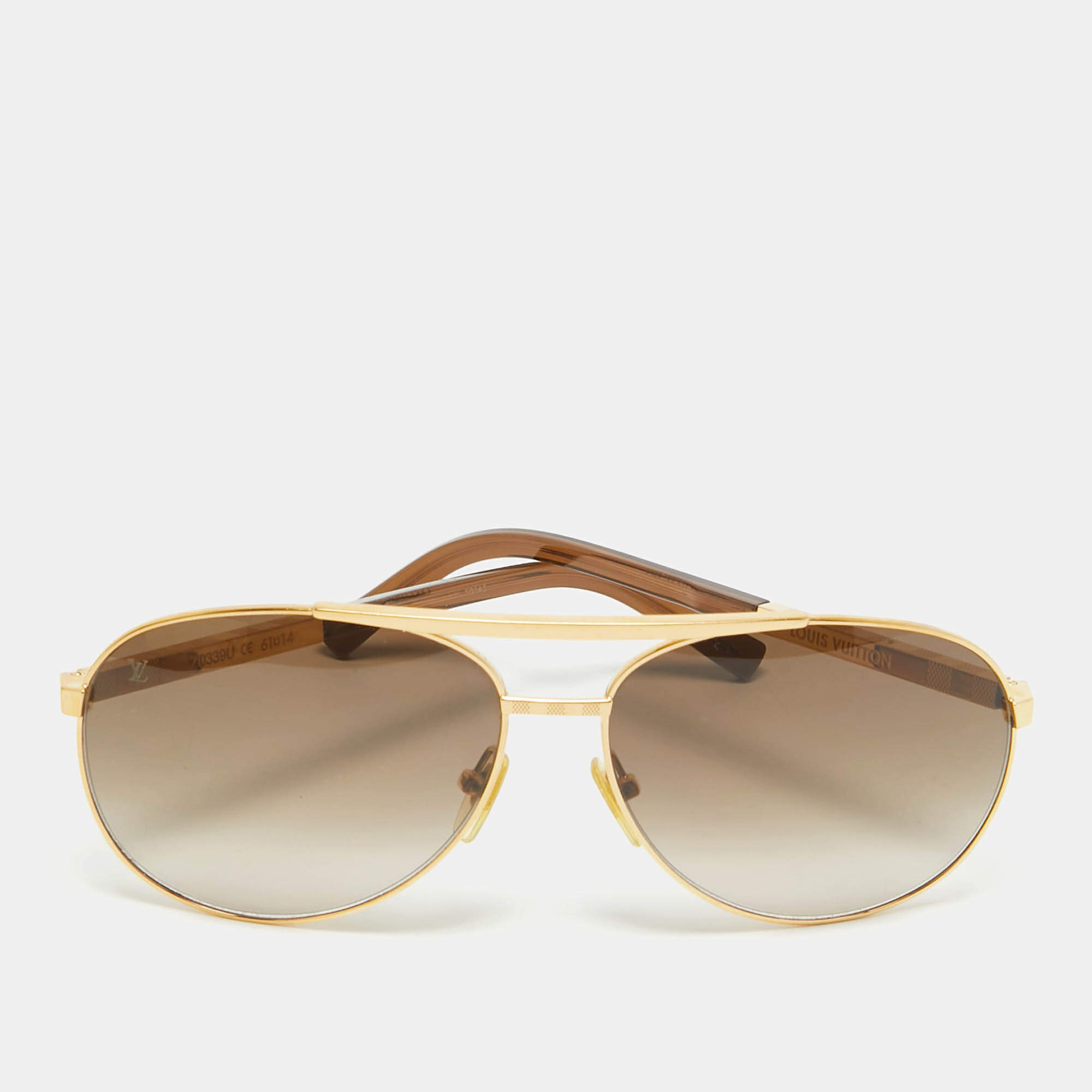 Louis Vuitton Brown Gradient Z0339U Attitude Pilote Aviator Sunglasses