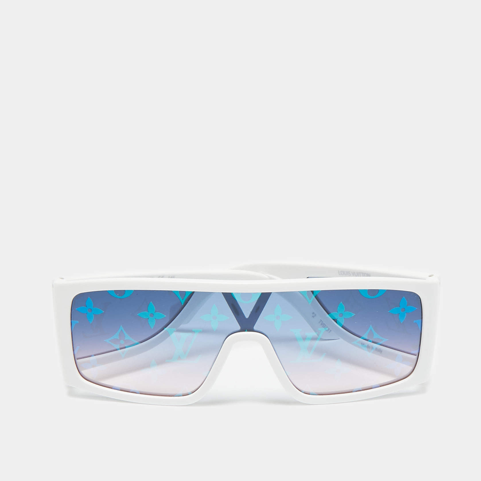 Louis Vuitton White/Blue Monogram Sideway Shield Sunglasses