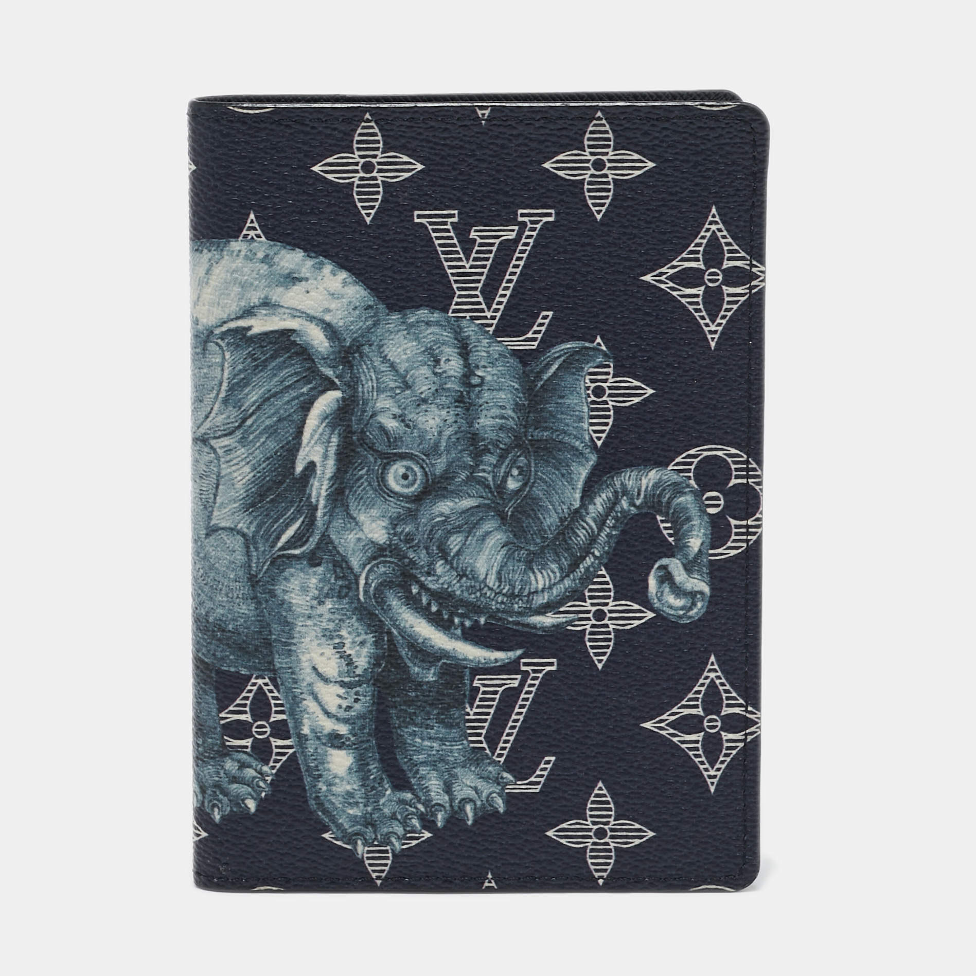Louis Vuitton Ink Monogram Savane Elephant Canvas Chapman Passport Holder