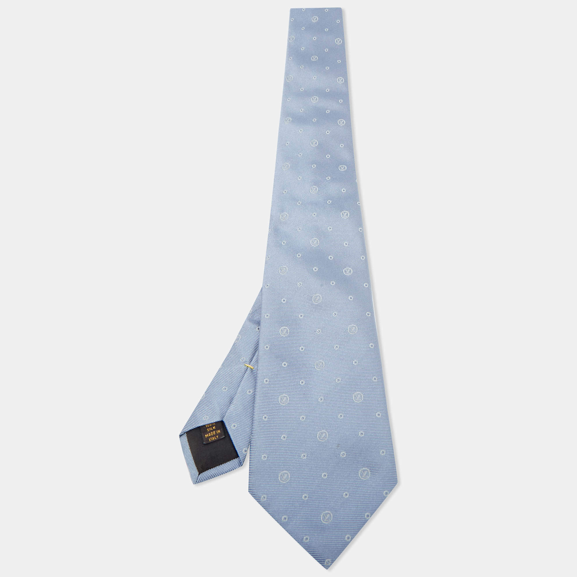 Louis Vuitton Blue Patterned Traditional Tie