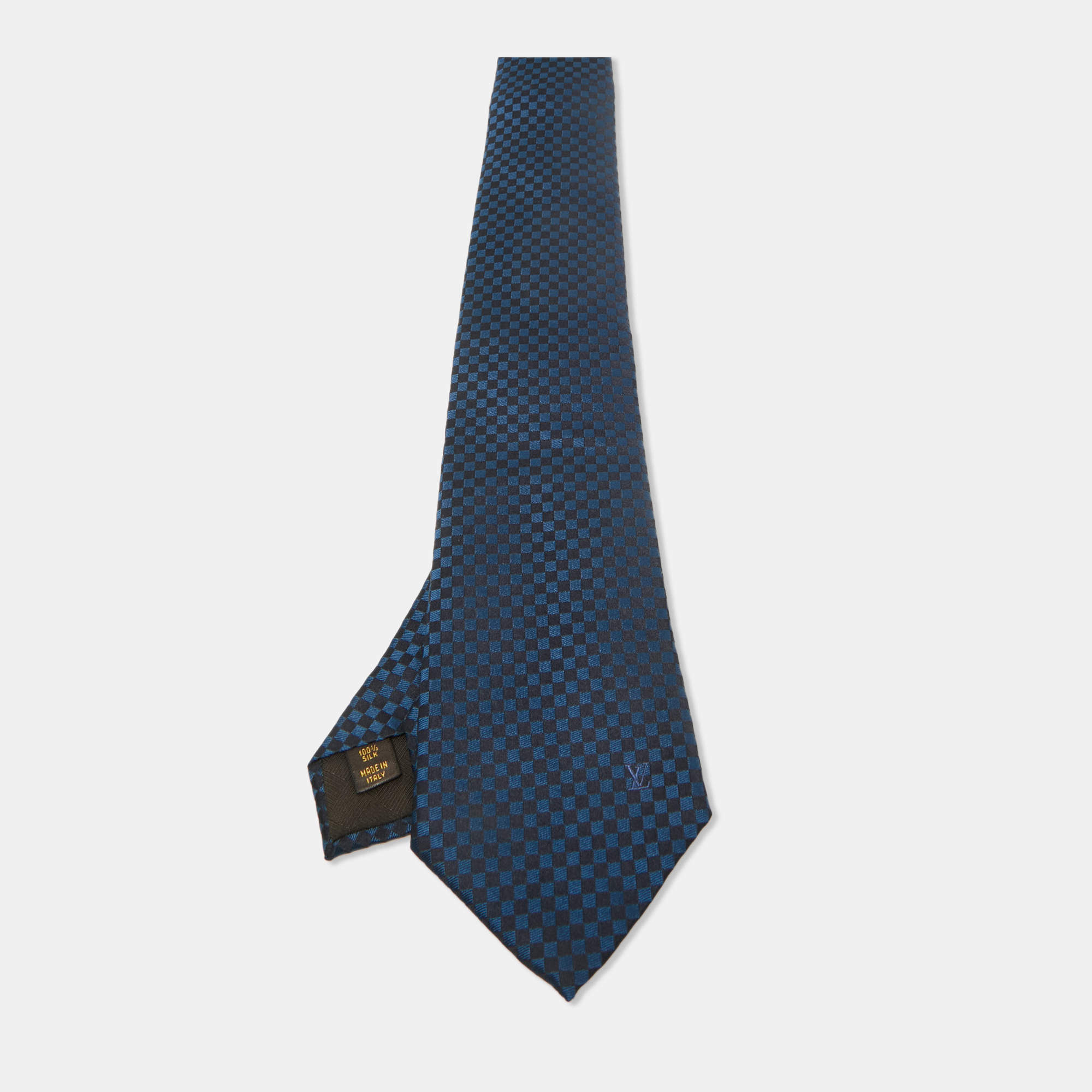 مملوكة مسبقًا Louis Vuitton Blue/Black Damier Silk Tie