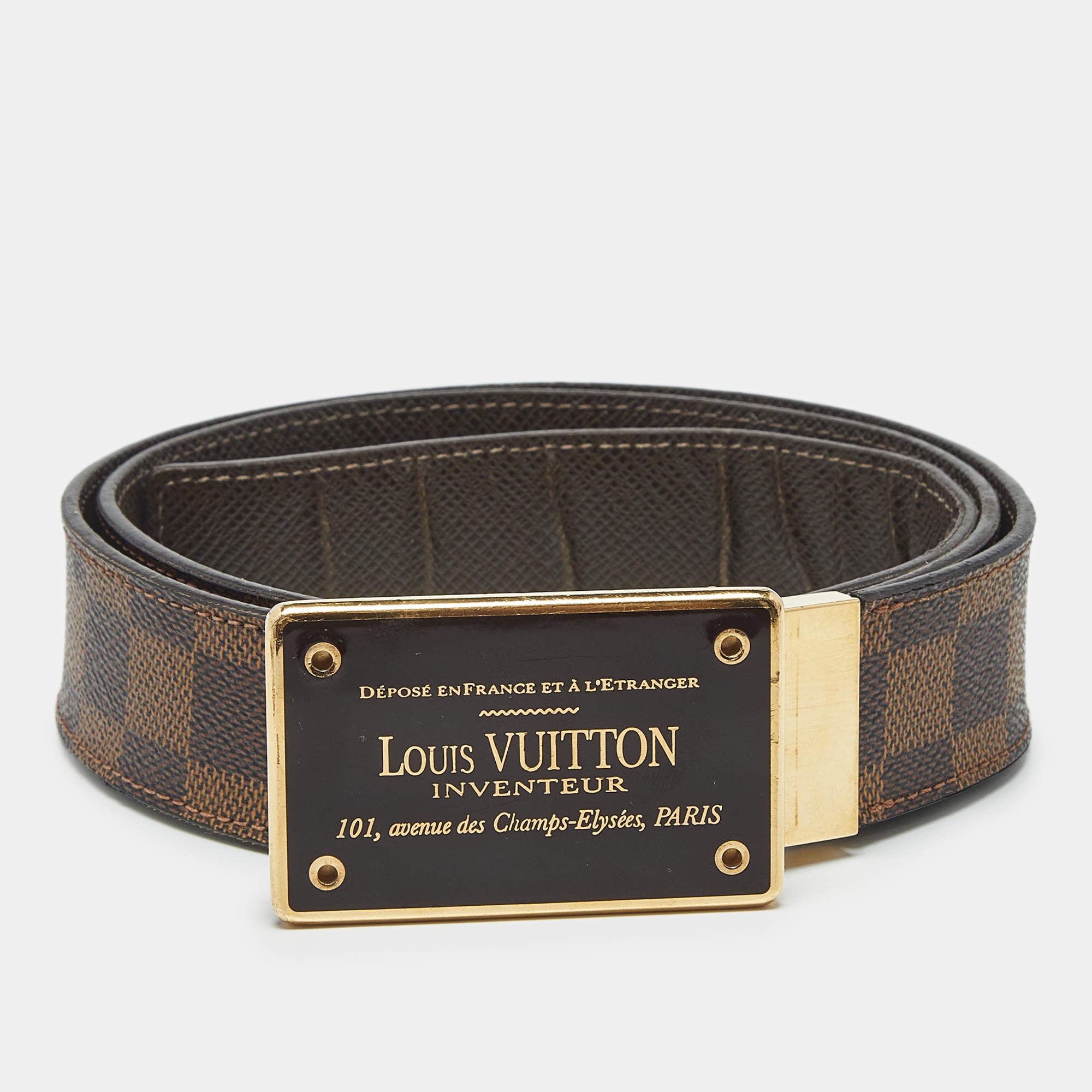 Pre Owned حزام لوي فيتون قابل للعكس اختراع كانفاس دامير ايبين 85 سم