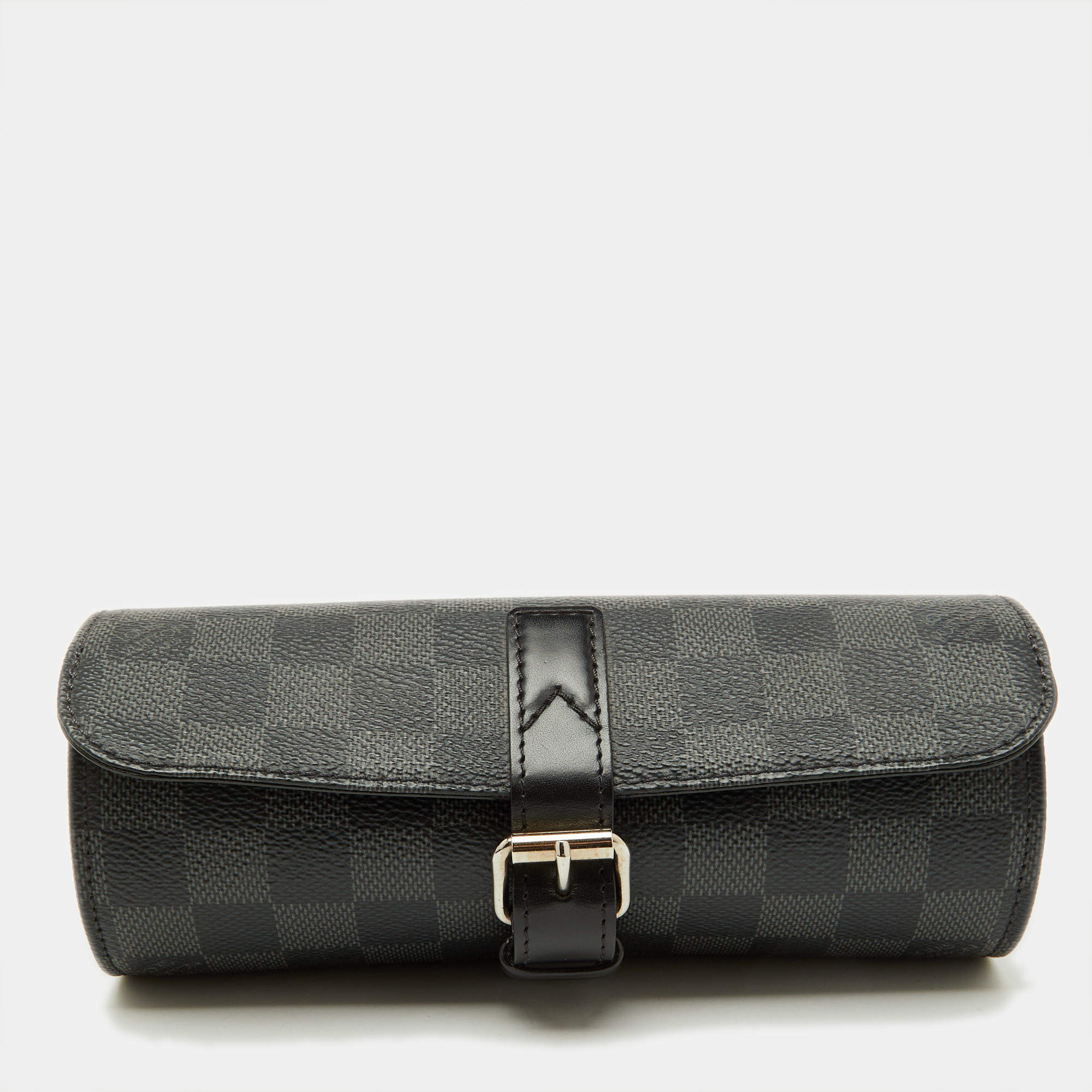 Pre Owned Louis Vuitton Damier Graphite Canvas 3 Watch Case