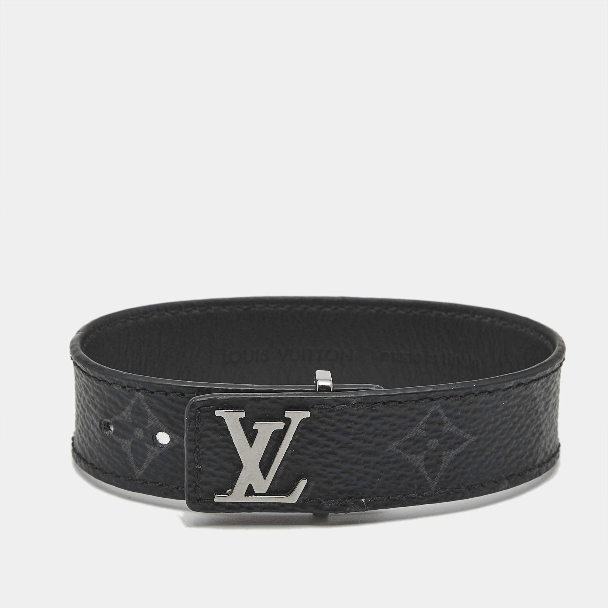 مملوكة مسبقًا سوار لوي فيتون إكليبس مونوجرام قماش مغلف لون فضي نحيف 19