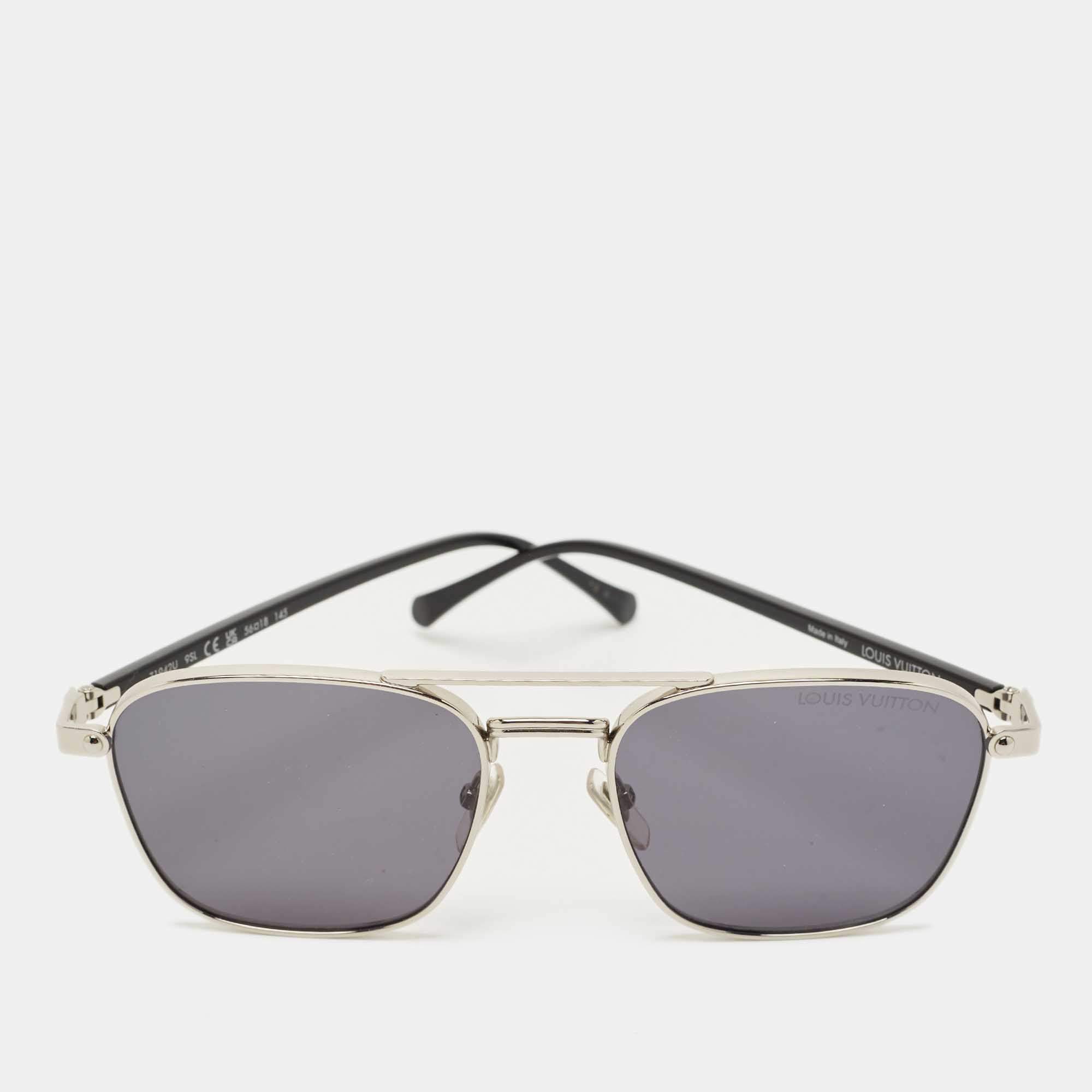 Pre Owned Louis Vuitton Black Z1942U Signature Metal Square Sunglasses