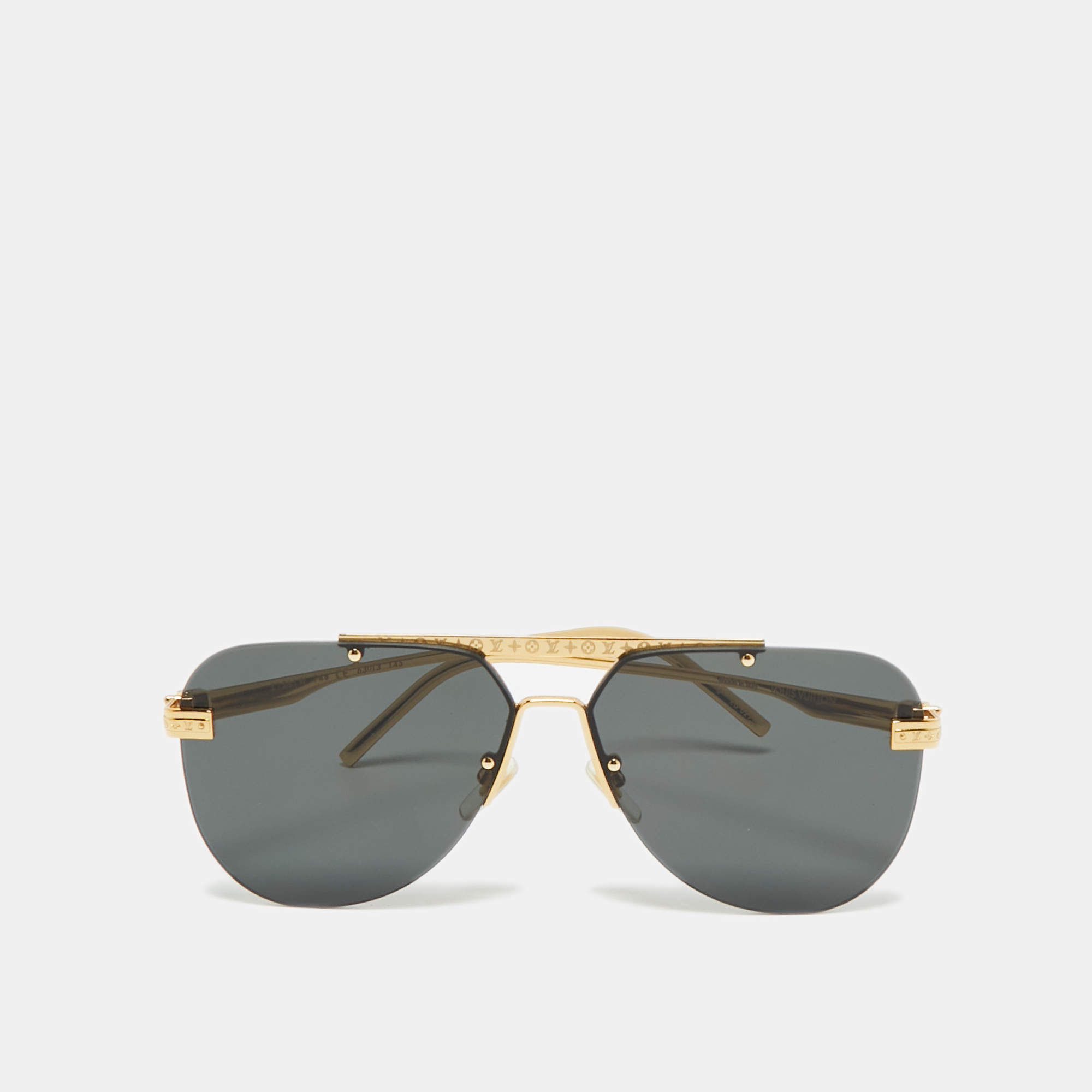 Pre Owned Louis Vuitton Black/Gold Tone Z1261W Ash Aviator Sunglasses