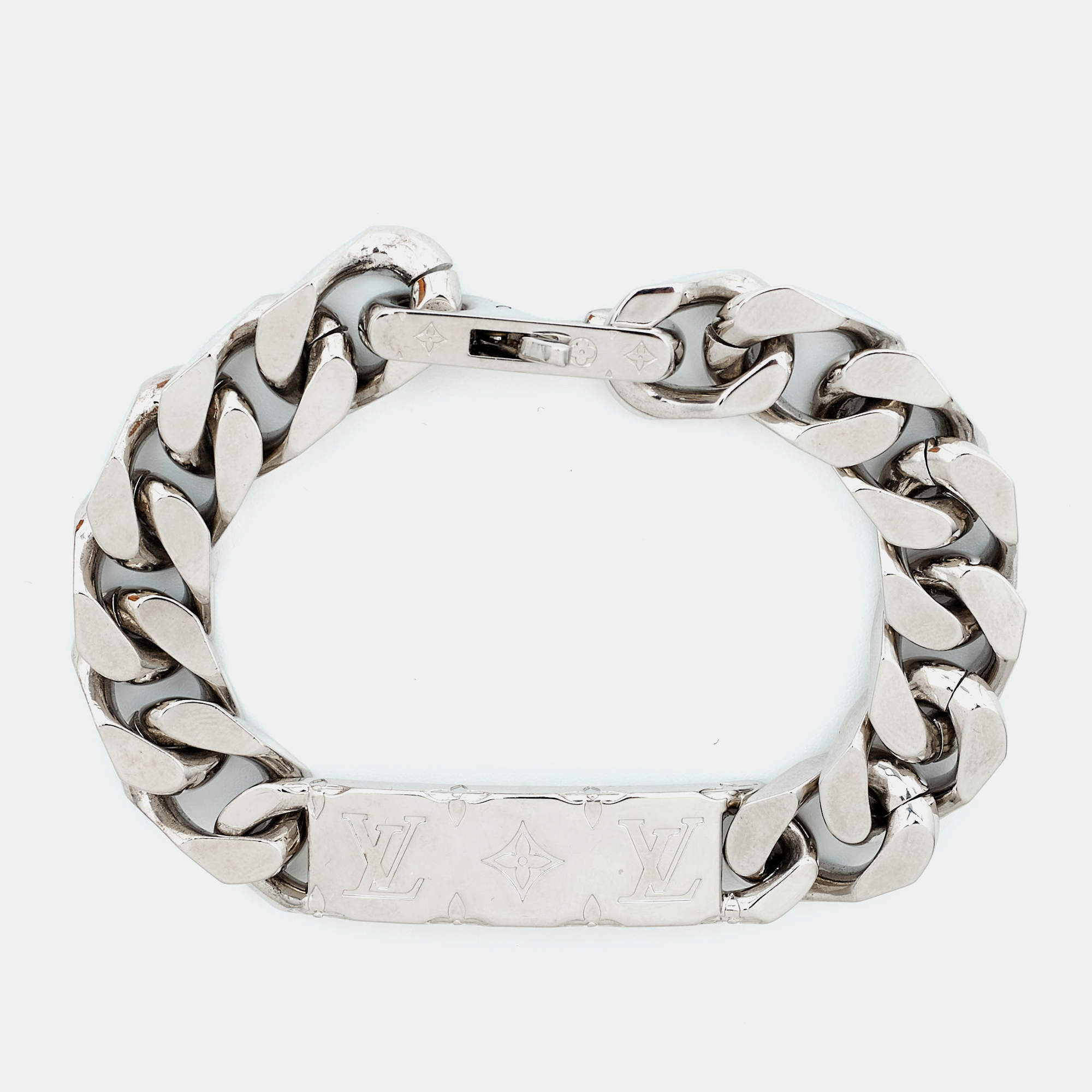 Pre Owned Louis Vuitton Monogram Silver Tone Chain Link Bracelet