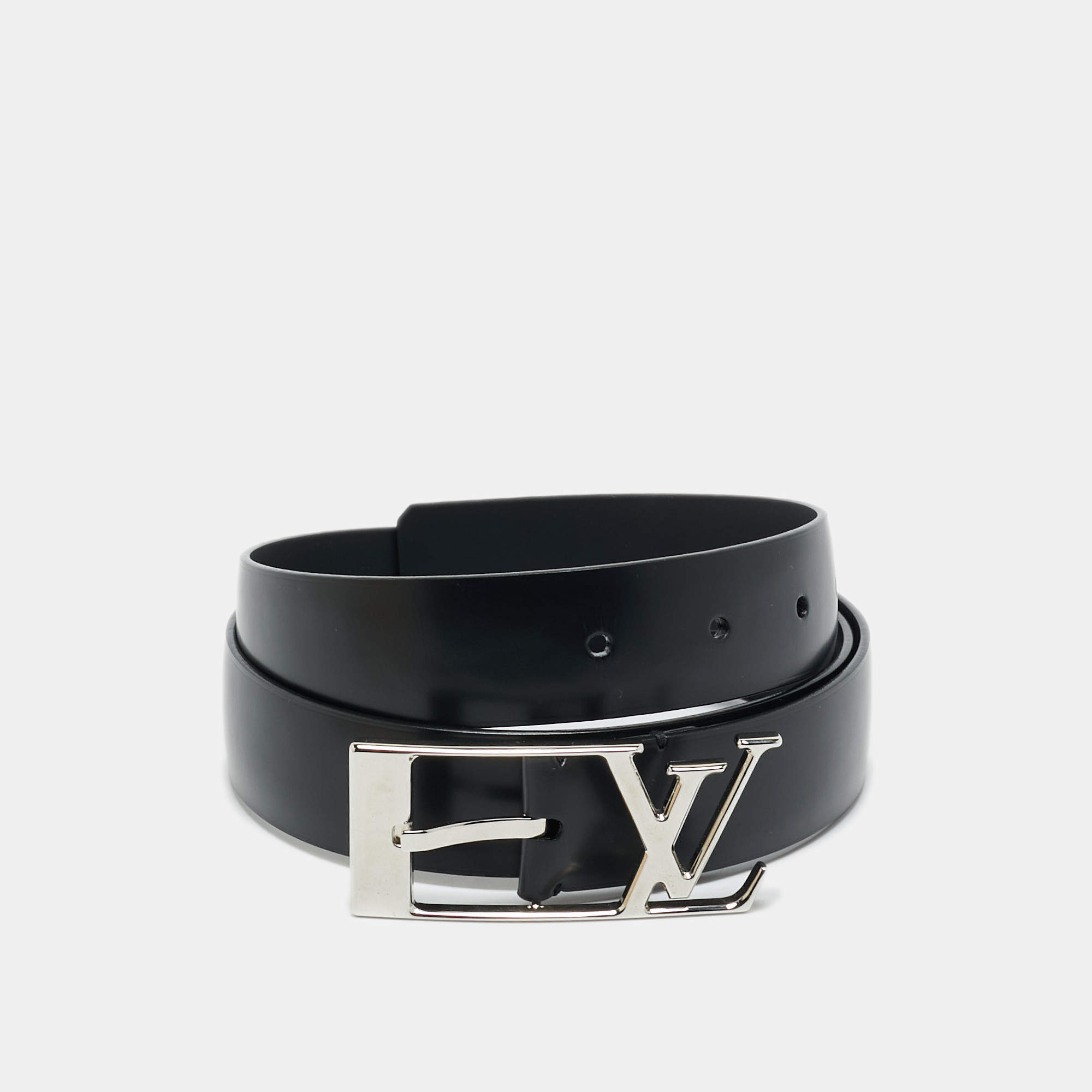 Pre Owned Louis Vuitton Black Leather Neogram Belt 90CM