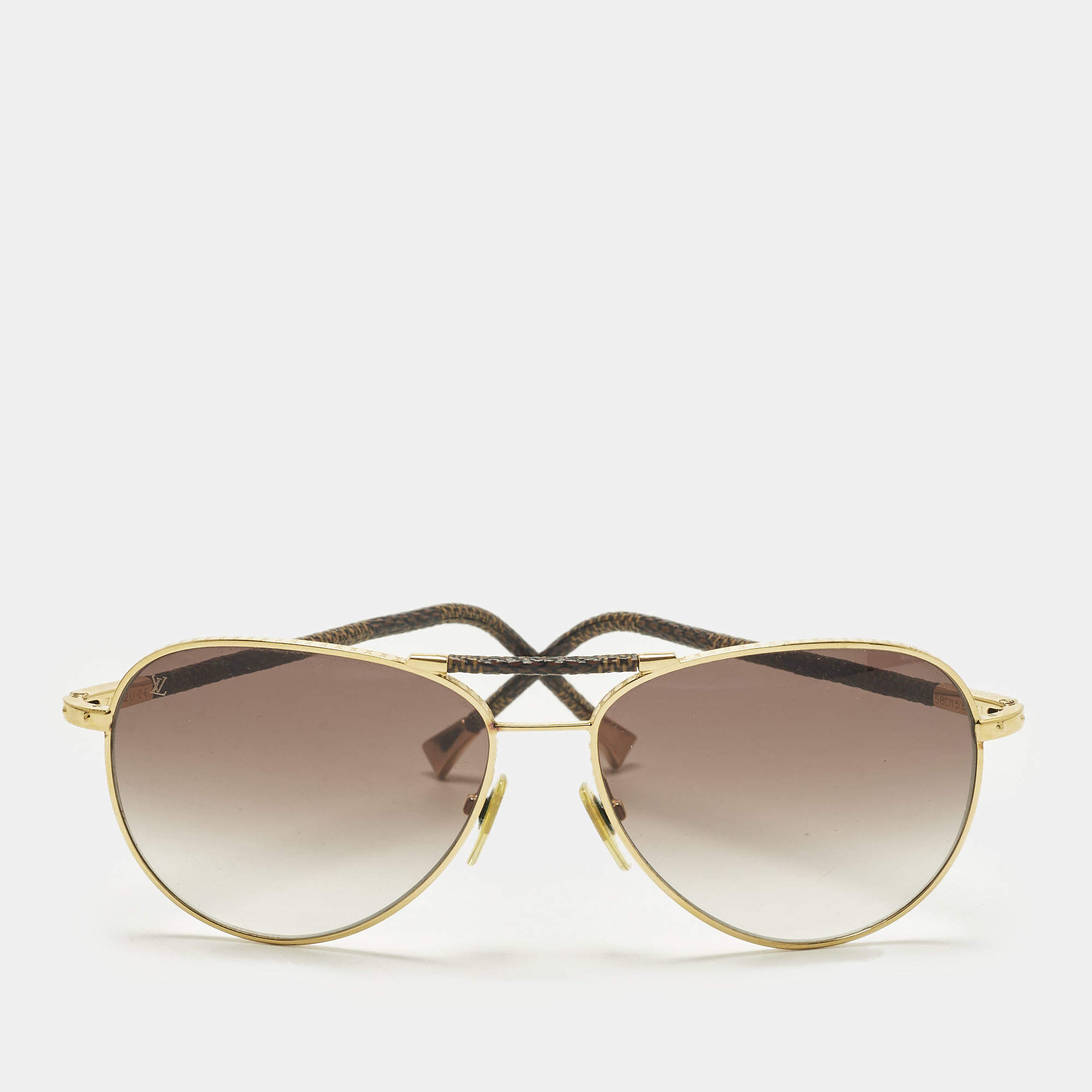 Pre Owned Louis Vuitton Damier Ebene Z0202U Conspiration Aviator Sunglasses