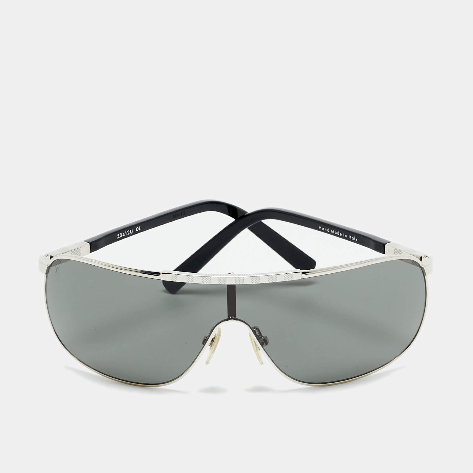 Pre Owned Louis Vuitton Black/Silver Tone Z0412U Attraction Mask Shield Sunglasses