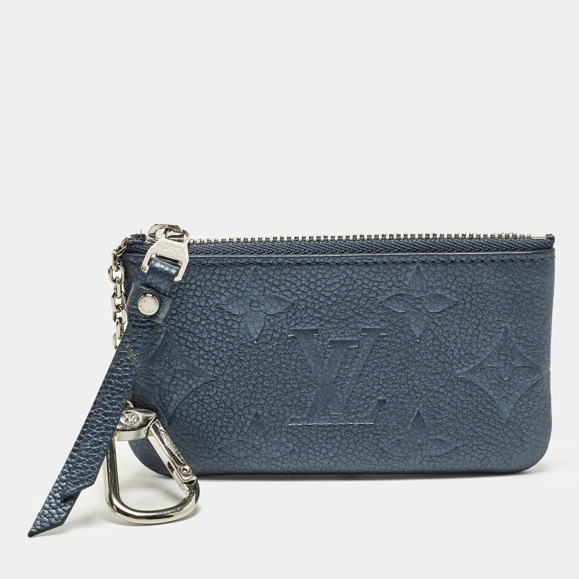 Pre Owned Louis Vuitton Key Pouch Blue Monogram Empreinte Leather