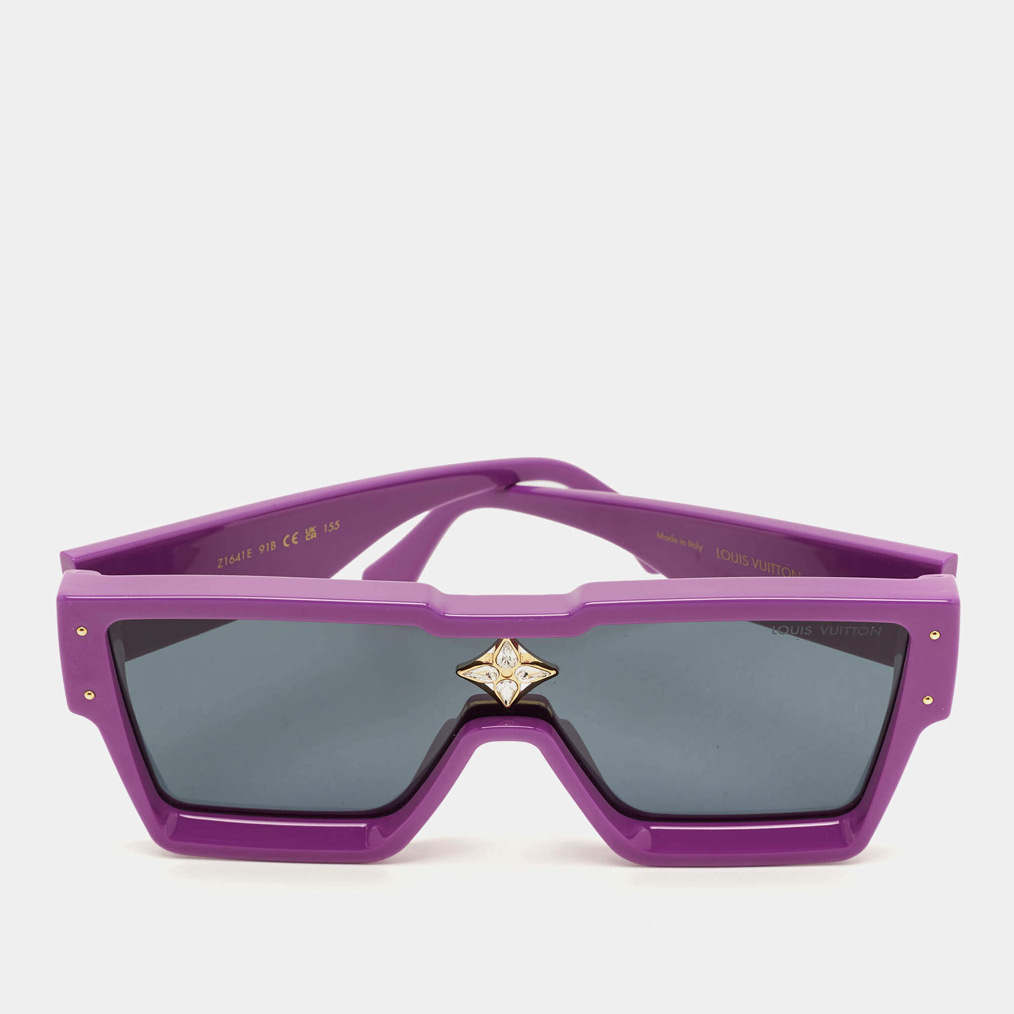 Pre Owned Louis Vuitton Purple/Black Z1641E Cyclone Sunglasses