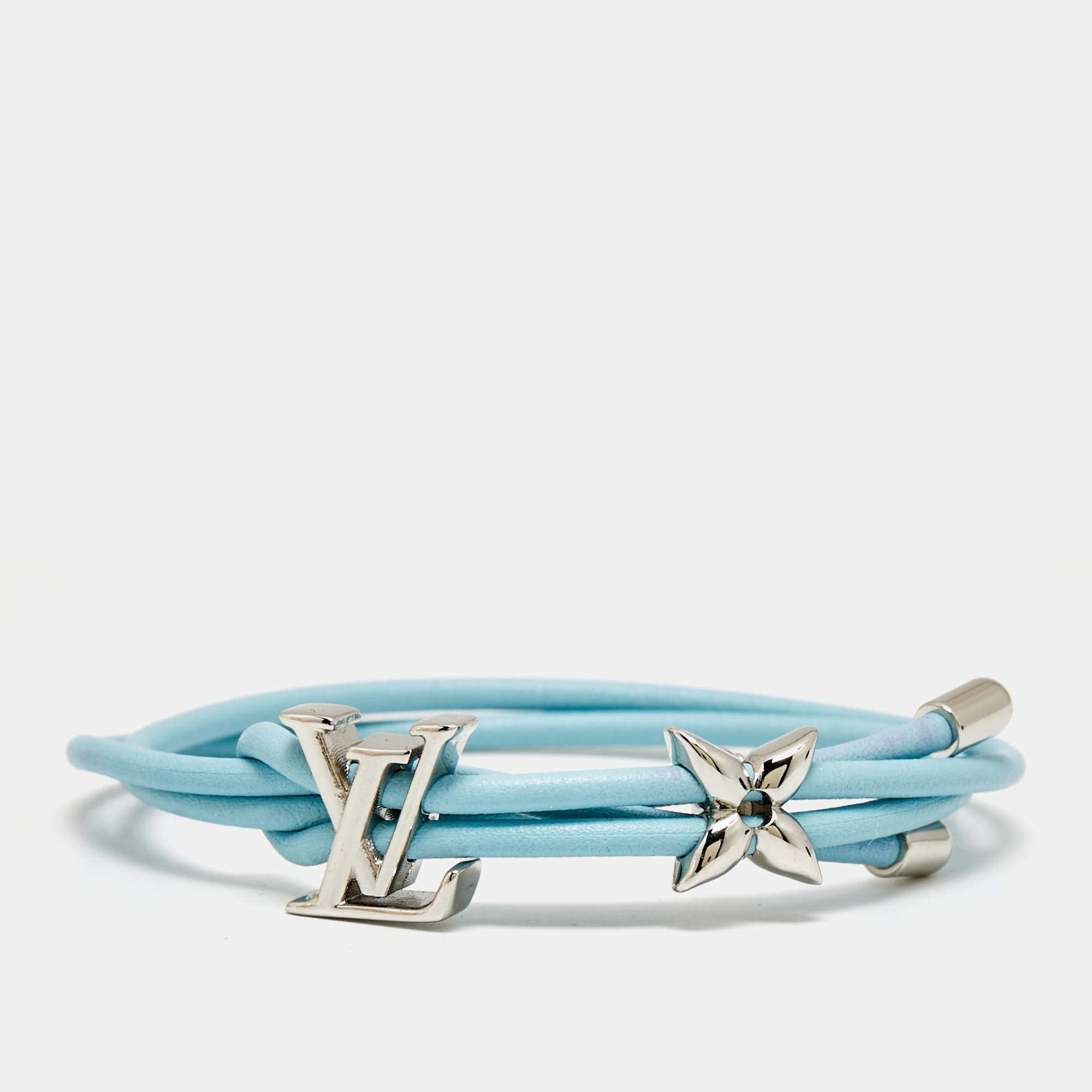 مملوكة مسبقًا Louis Vuitton LV Bloom Charm Leather Silver Tone Bracelet