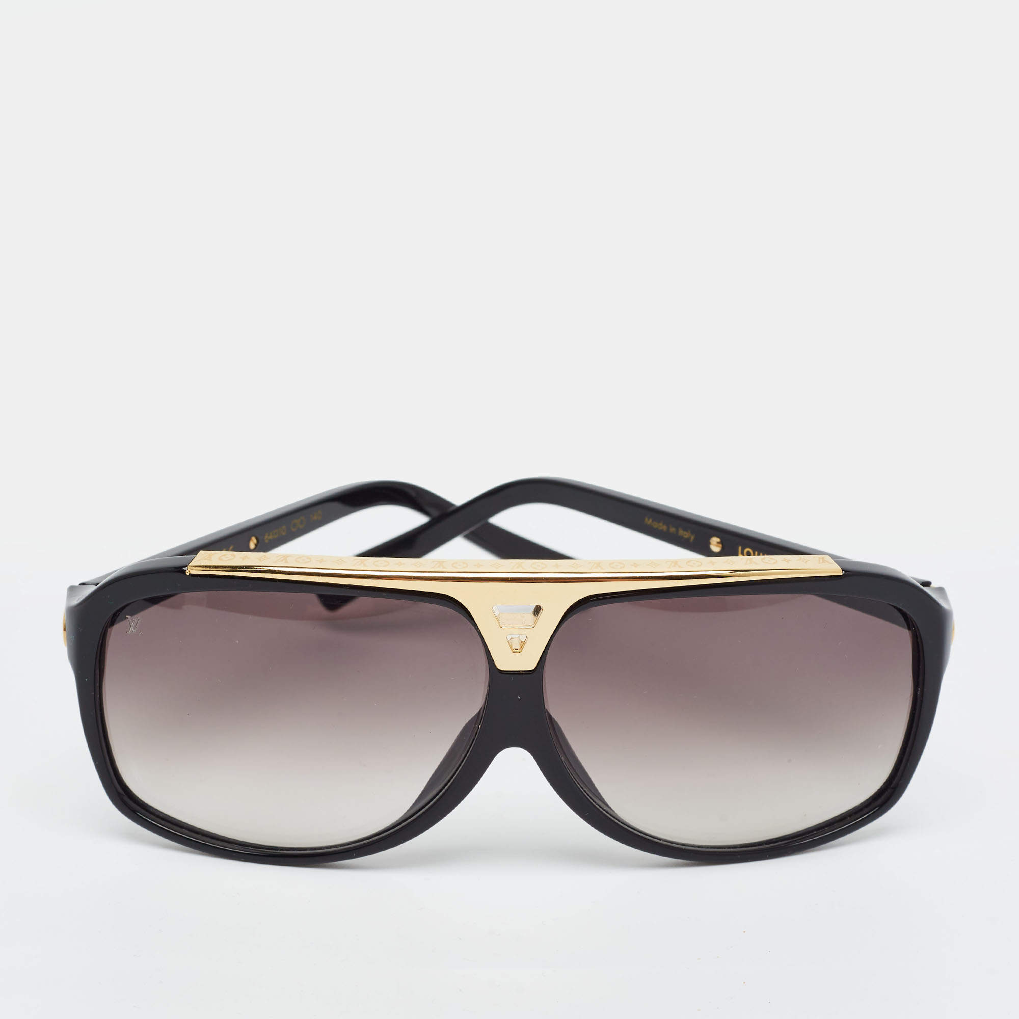 Pre Owned Louis Vuitton Black/Gold Tone Gradient Z0350E Evidence Sunglasses