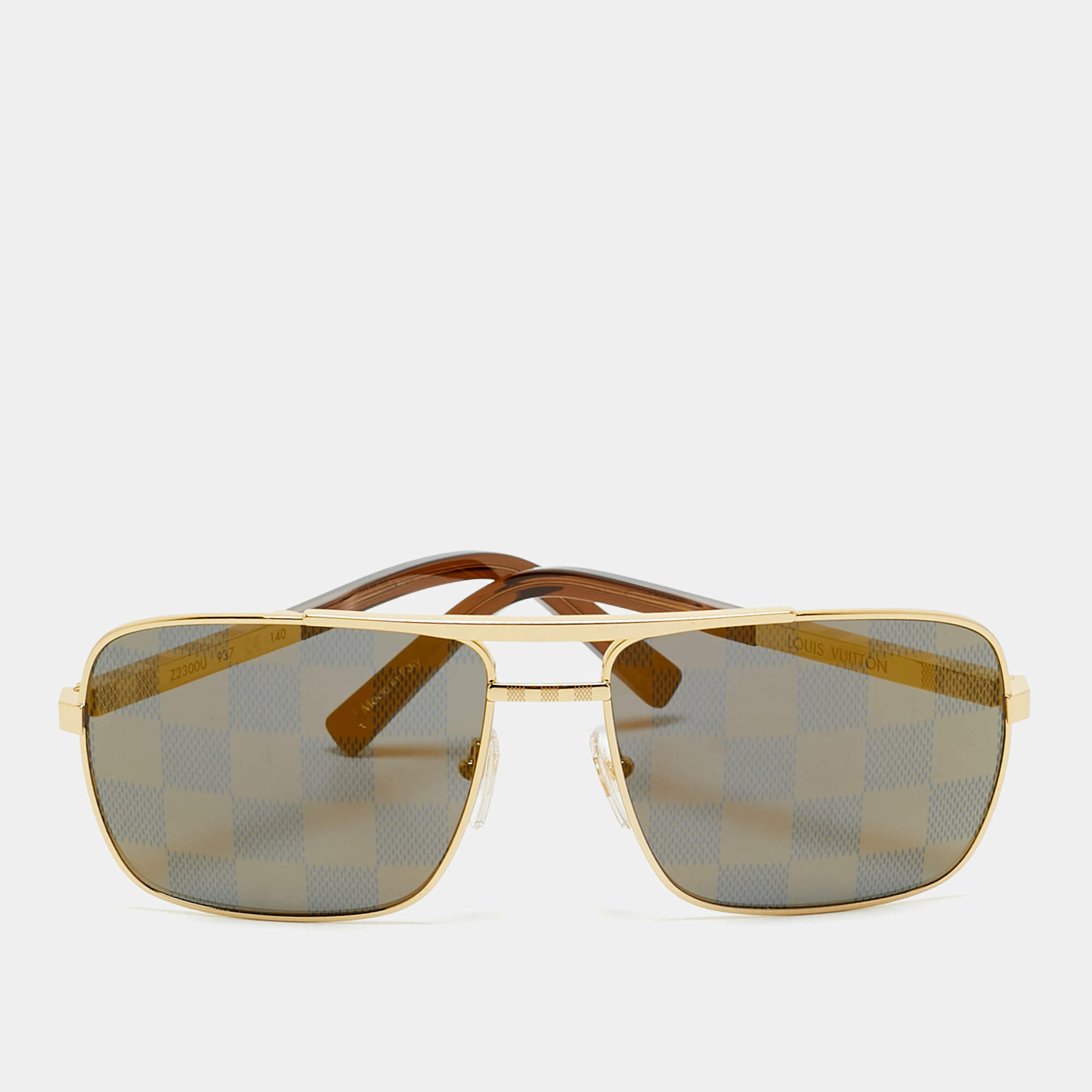 Pre Owned Louis Vuitton Grey/Gold Tone Z2300U Altitude Square Sunglasses