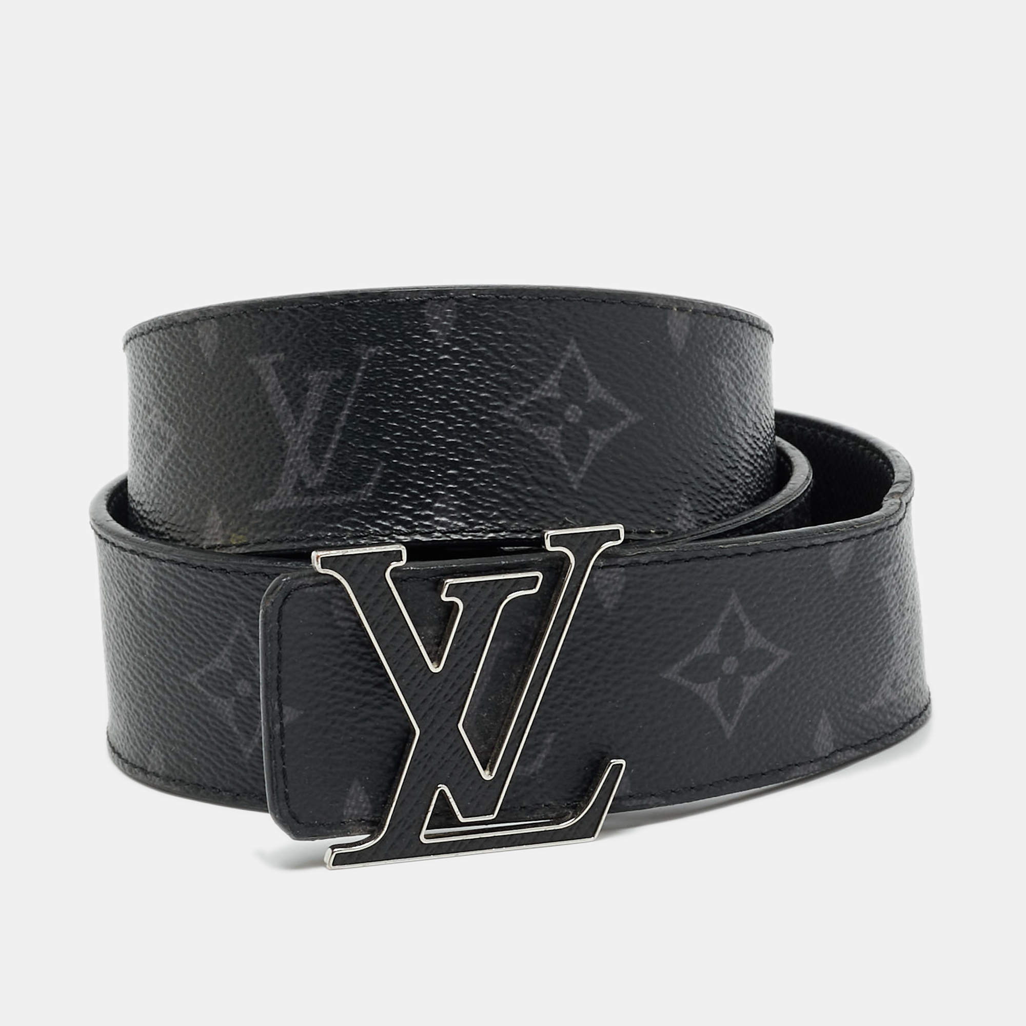 Pre Owned Louis Vuitton LV Initiales 95CM Belt Monogram Eclipse Canvas