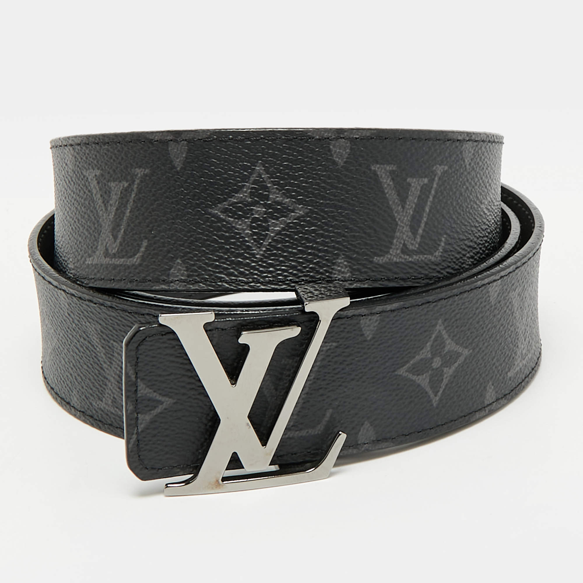 مملوكة مسبقًا Louis Vuitton LV Initiales 120 CM Reversible Buckle Belt Monogram Eclipse Canvas