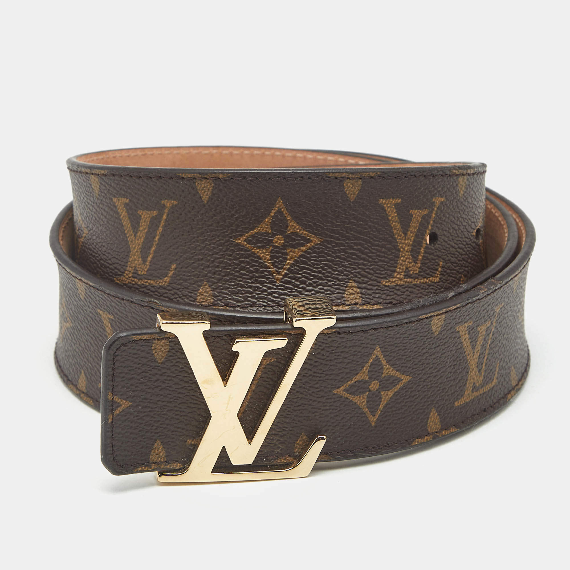 Pre Owned Louis Vuitton LV Initiales 95 CM Buckle Belt Monogram Canvas