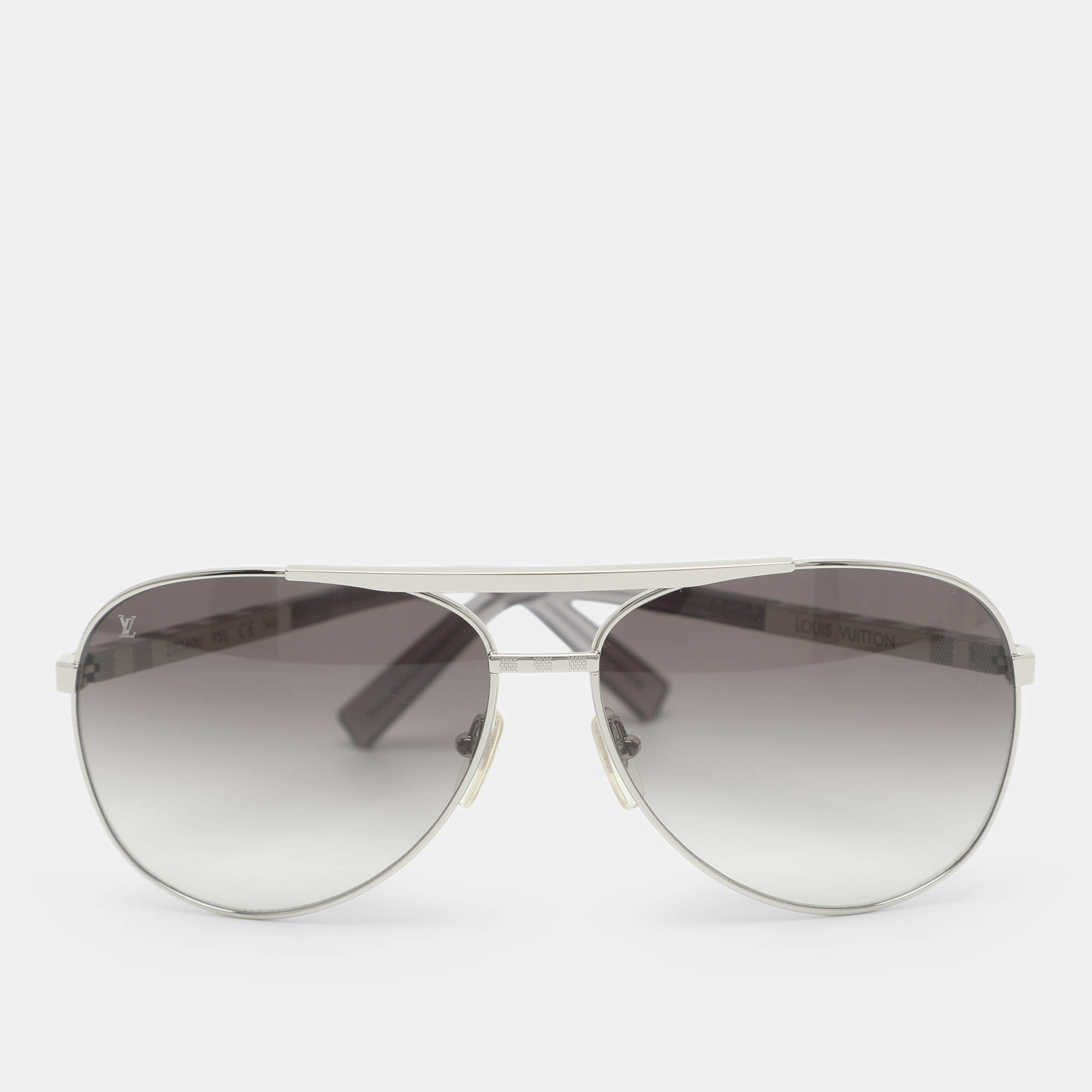 مملوكة مسبقًا Louis Vuitton Silver/Grey Gradient Z0340U Attitude Pilote Aviator Sunglasses