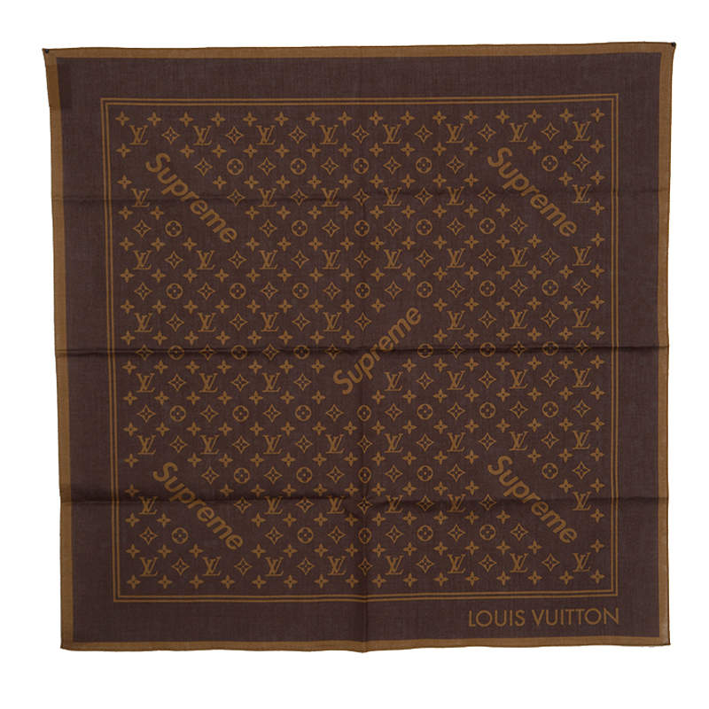 Supreme x Louis Vuitton LV Monogram Bandana Scarf Brown 100