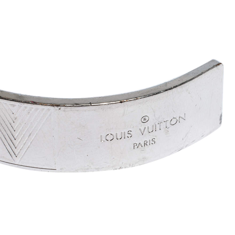 Louis Vuitton Silver Tone Shadow V Open Cuff Bracelet Louis Vuitton