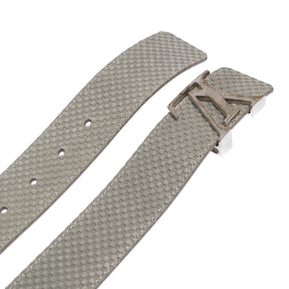 Louis Vuitton Pale Green Damier Embossed Suede LV Initiales Belt 95CM at  1stDibs