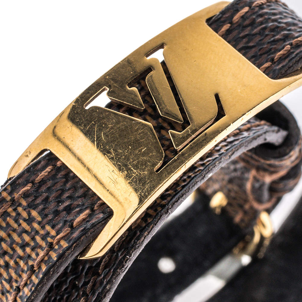 Louis Vuitton Brown, Red Leather Sign It Double Wrap Bracelet 19