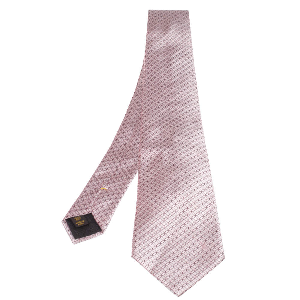 Louis Vuitton Pink Silk Jacquard Tie