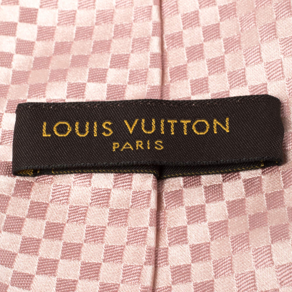 Louis Vuitton Pink Checked Jacquard Silk Tie Louis Vuitton