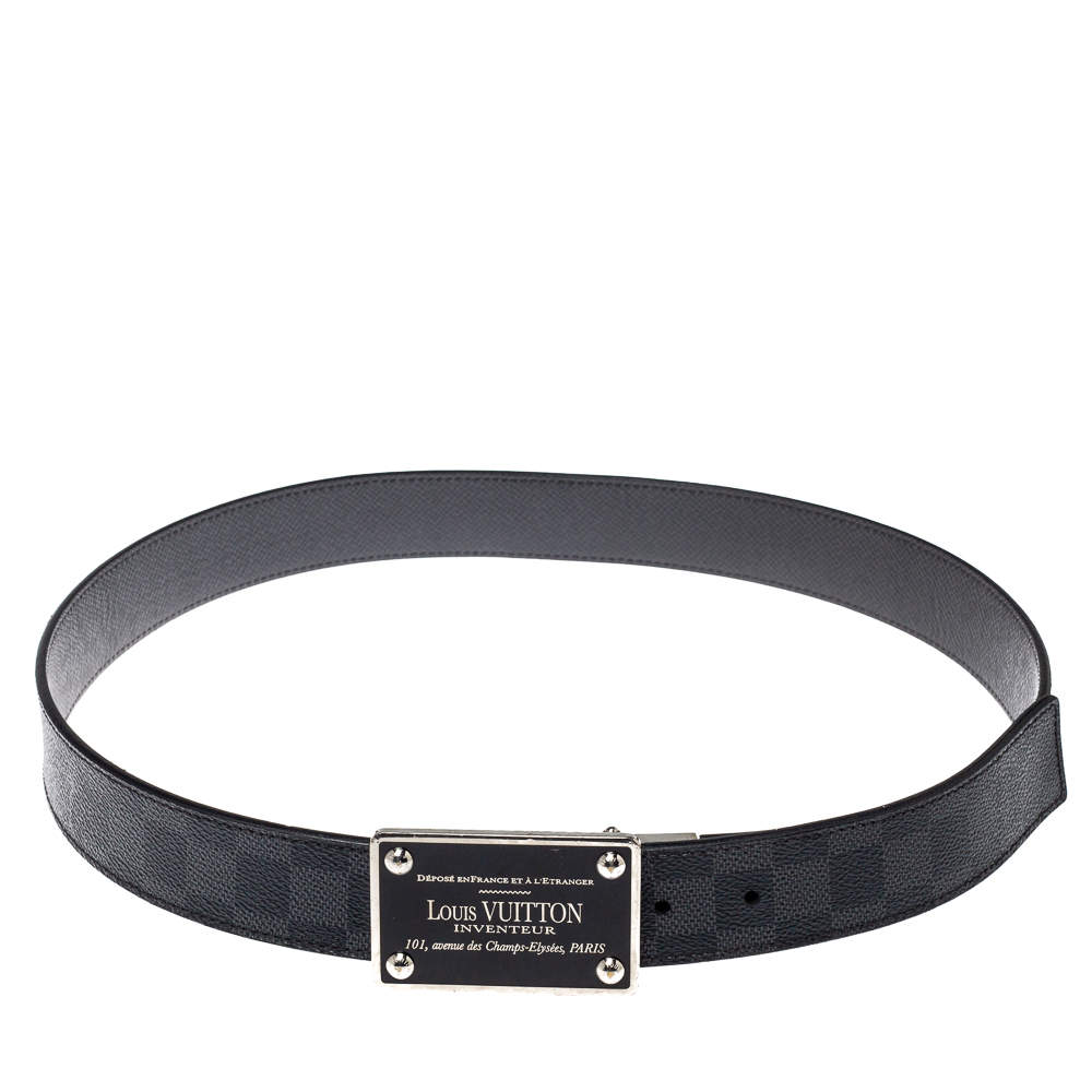 Pre Owned Louis Vuitton Damier Graphite Canvas Reversible Inventeur Belt 100CM