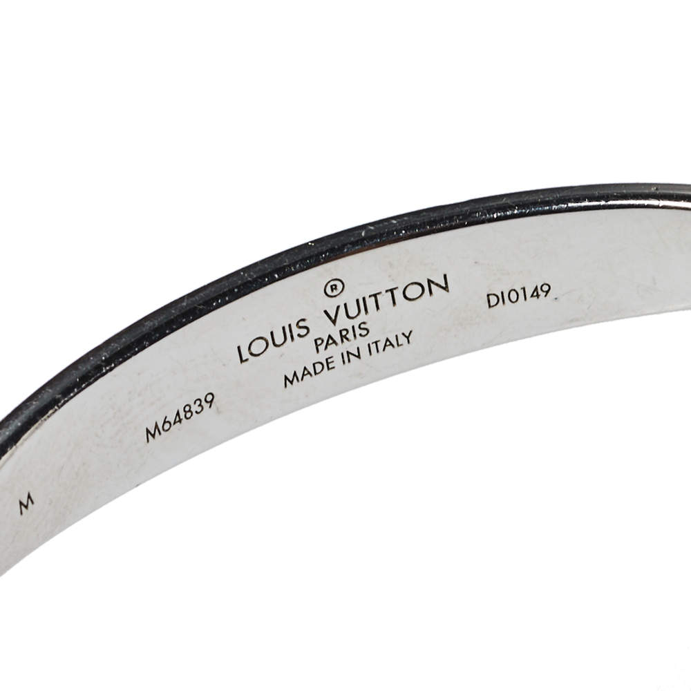 LOUIS VUITTON Brass Monogram Jonc Cuff M Silver 1259244