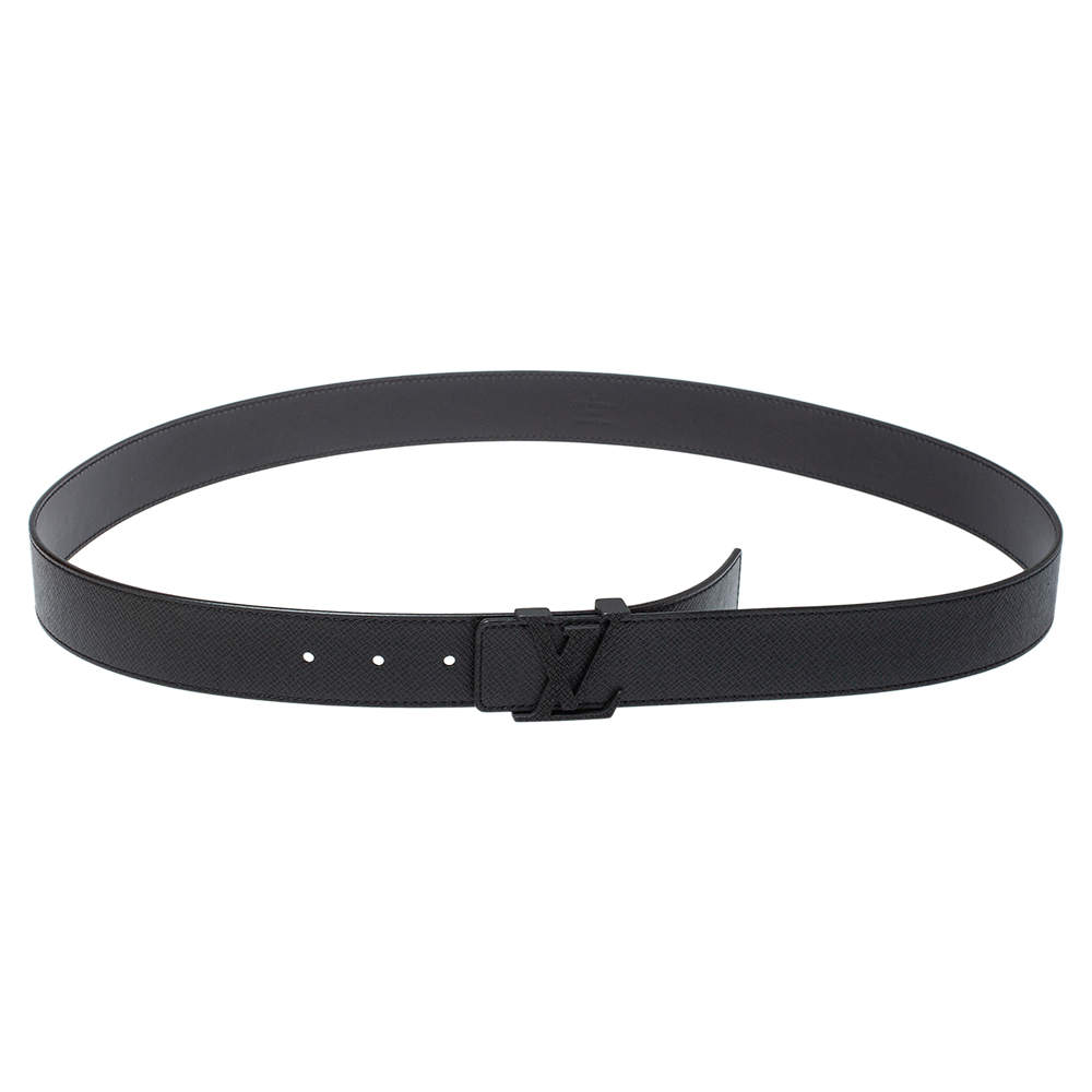 Louis Vuitton Initiales Belt Taiga Ardoise in Taiga Leather with Matte Black  - US