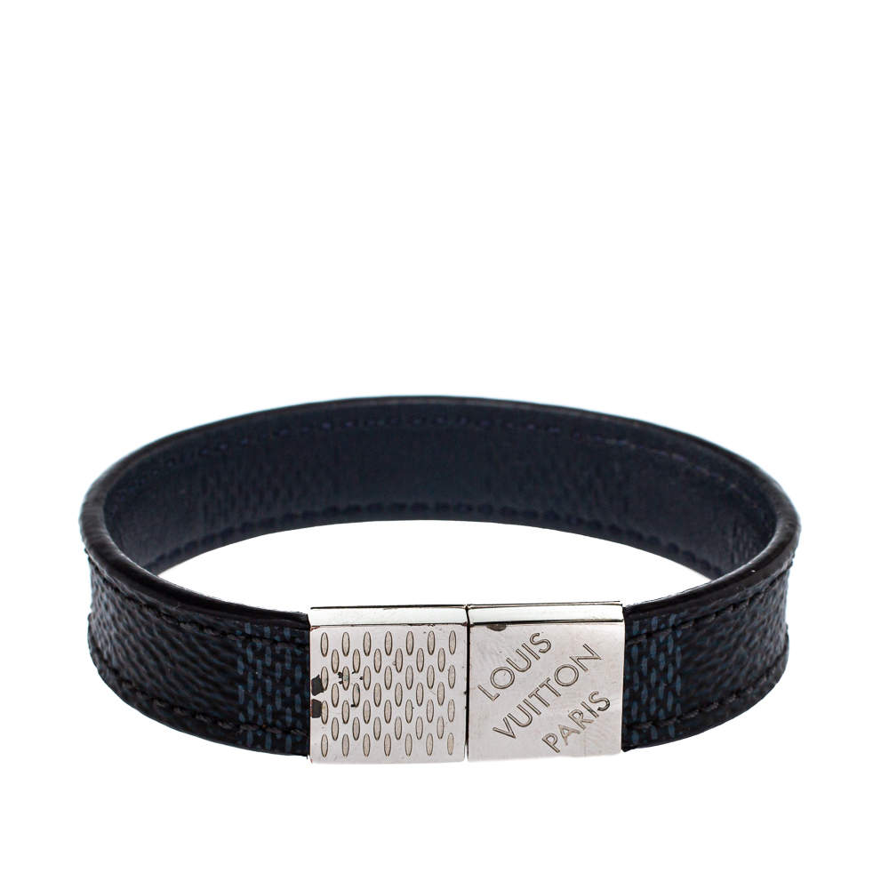 Louis Vuitton Black Damier Graphite Pull It Bracelet Silvery Cloth