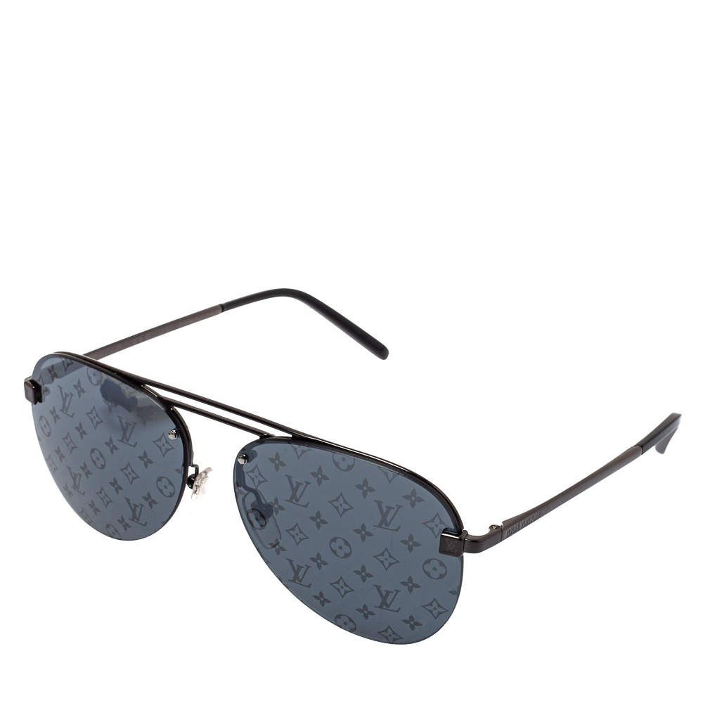 LOUIS VUITTON Monogram Clockwise Sunglasses Z1019E Dark Gun 867938