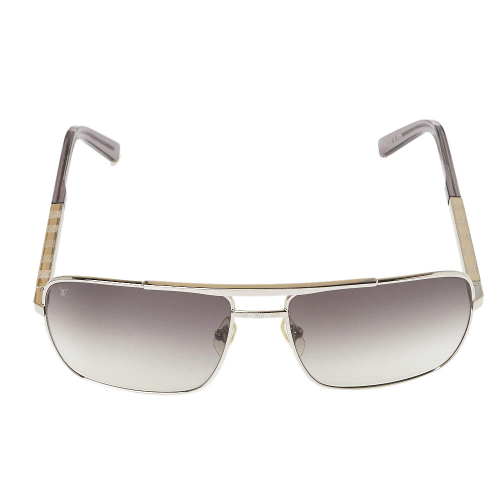 Louis Vuitton Silver Tone Damier / Grey Gradient Z0260U Attitude Pilot Sunglasses  Louis Vuitton